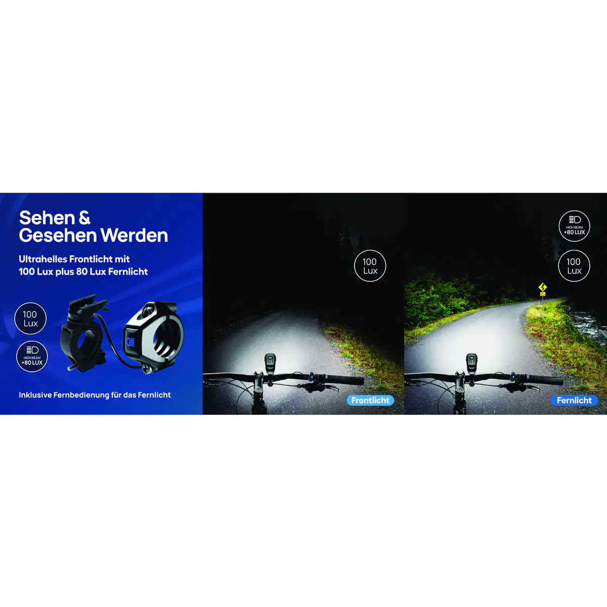 Fischer LED Akku Beleuchtungsset mit Fernlicht, Bodenbeleuchtung und Stopplicht