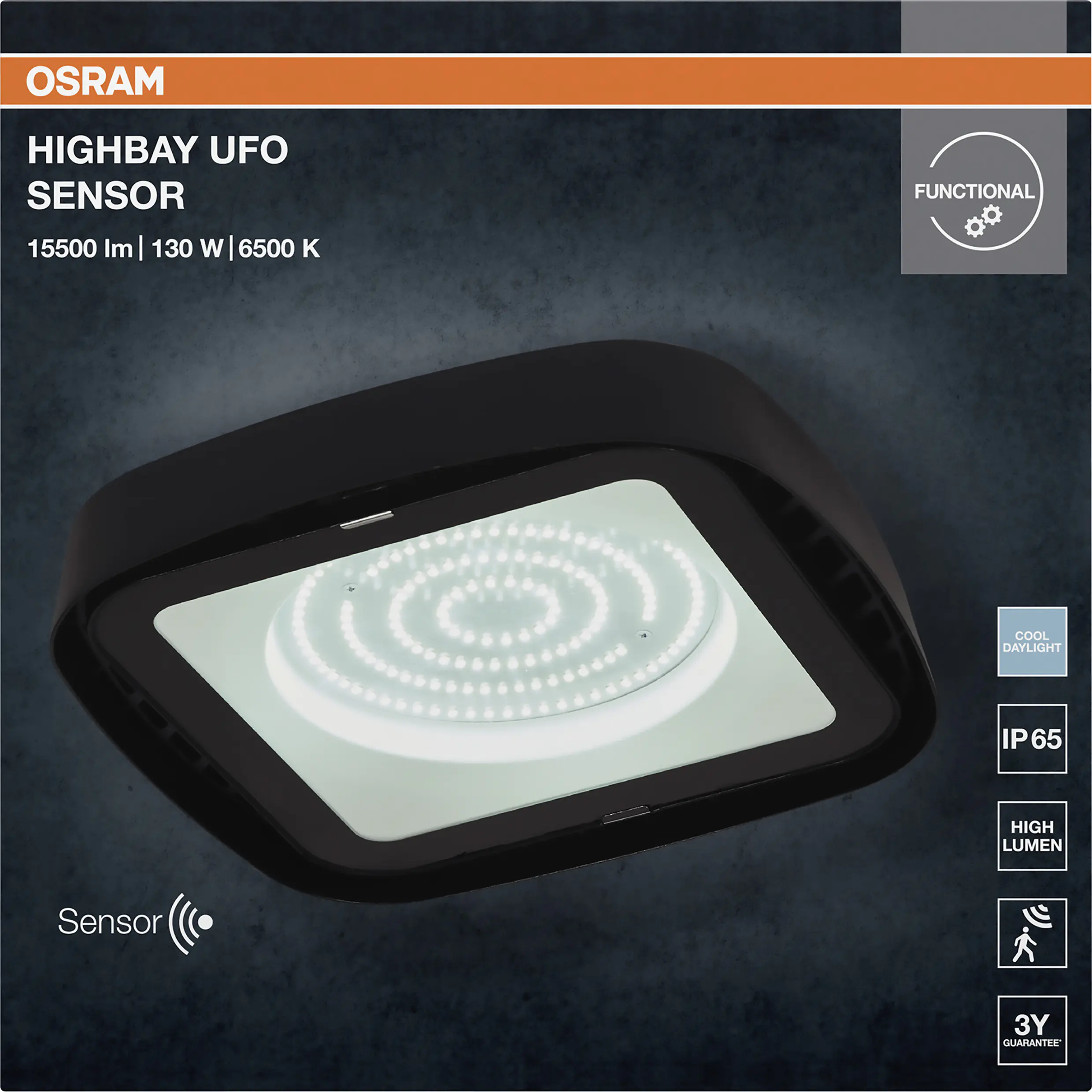Osram LED-Deckenlampe Highbay UFO Sensor IP65 130 W kaltweiß