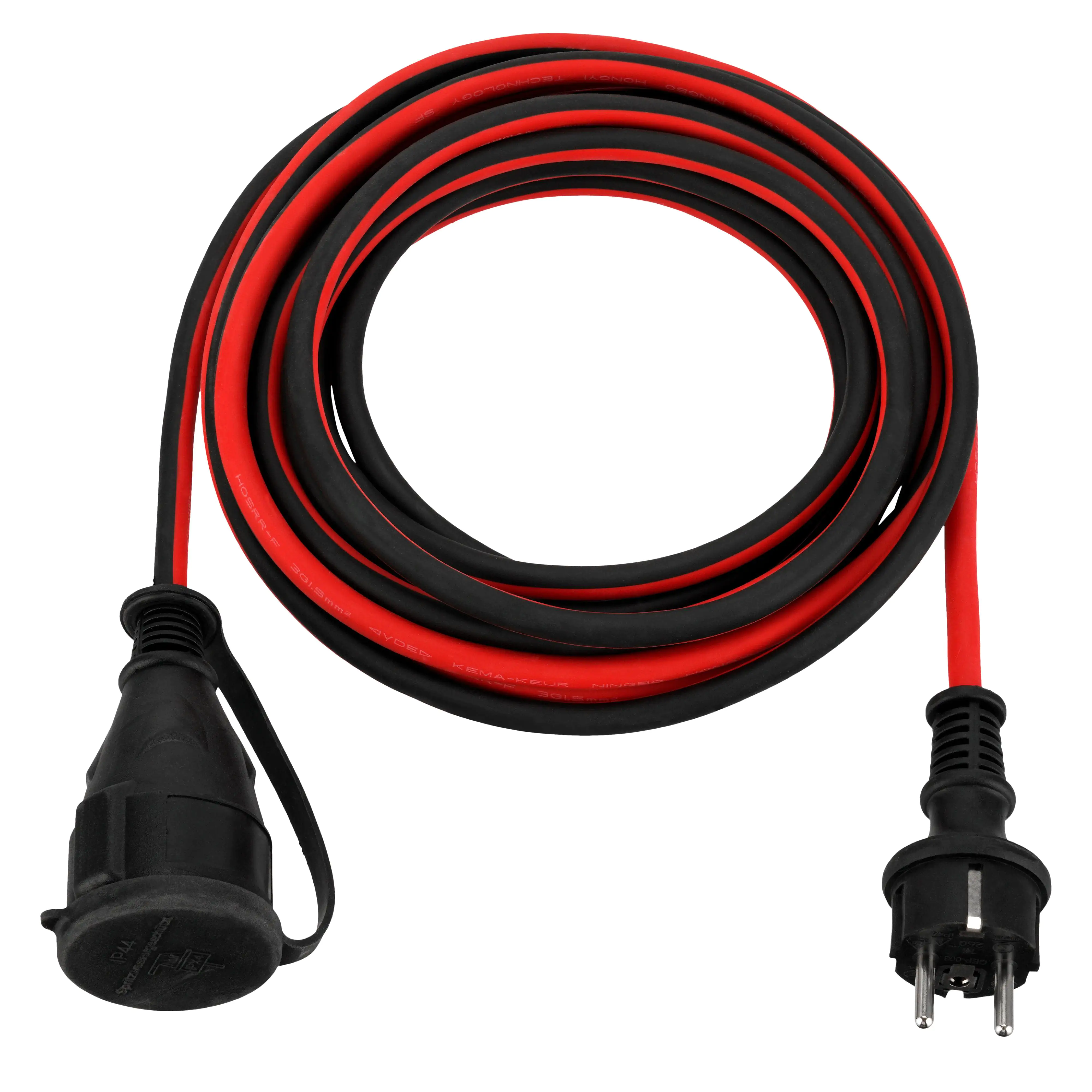 Verlängerungskabel Außen 5 m H05RR-F 3G1,5mm², schwarz rot