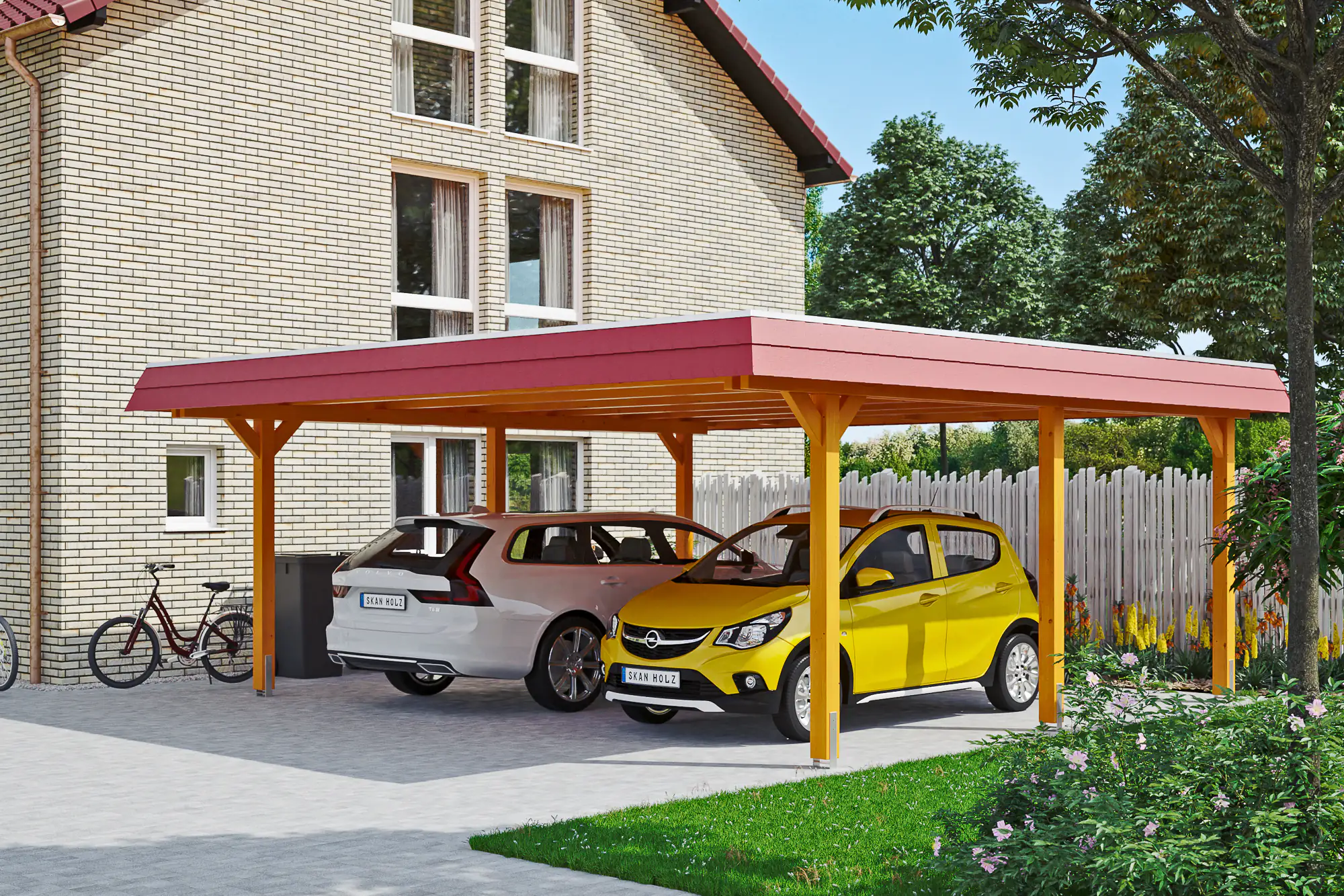 SKAN HOLZ Carport Wendland 630 x 637 cm mit Aluminiumdach