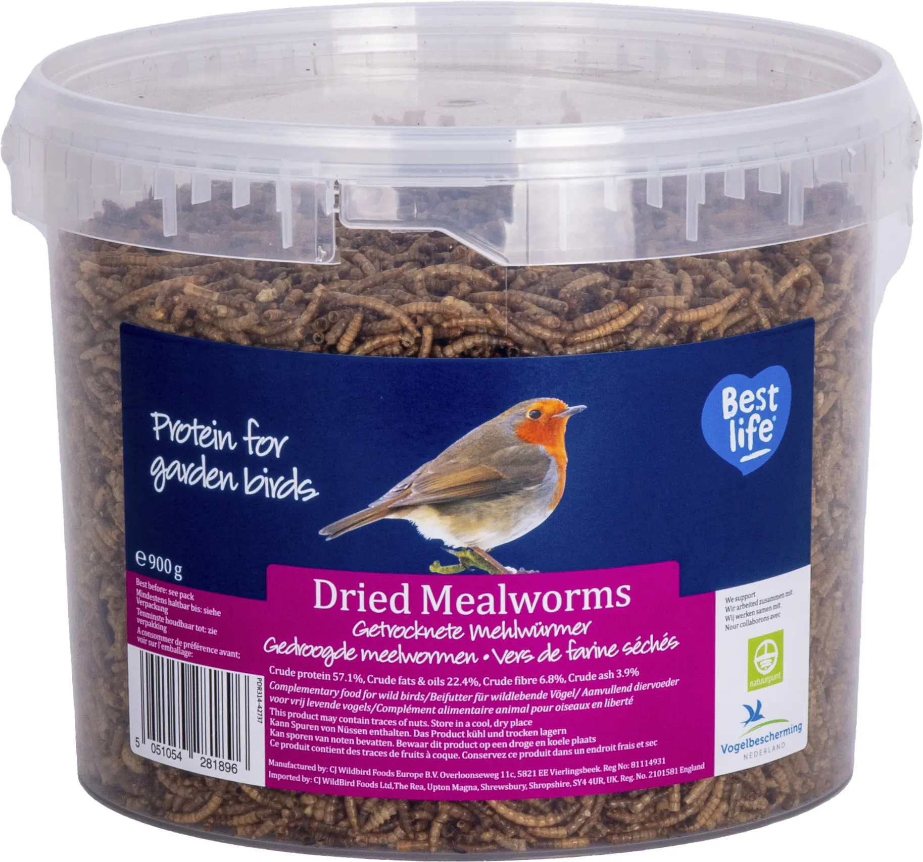 Wildvogelfutter getrocknete Mehlwürmer 900 g Eimer