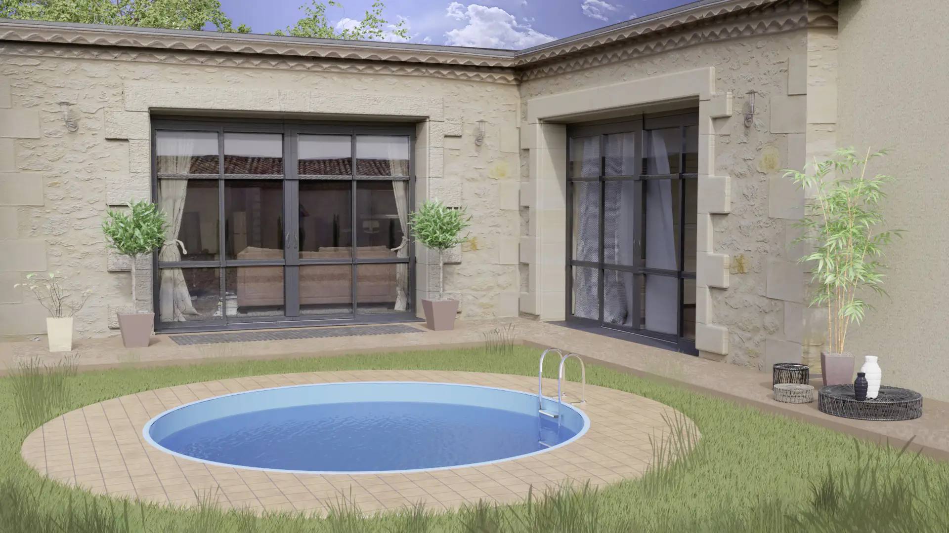 Gre Stahl-Einbaupool Moorea rund Ø 420 x 150 cm