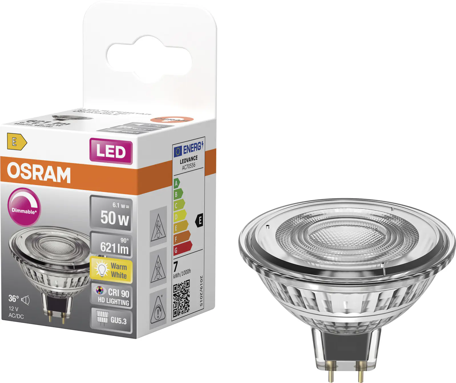 Osram LED Leuchtmittel Superstar GU5,3 MR16 50 36° 6,1W dimmbar warmweiß