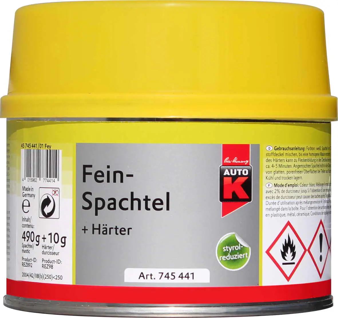 Auto-K Feinspachtel + Härter 500g Auto-K Feinspachtel + Härter 500g