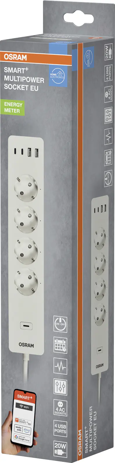Osram Steckdosenleiste 4-fach SMART+ WiFi Multipower Socket EU Weiß Osram Steckdosenleiste 4-fach SMART+ WiFi Multipower Socket EU Weiß