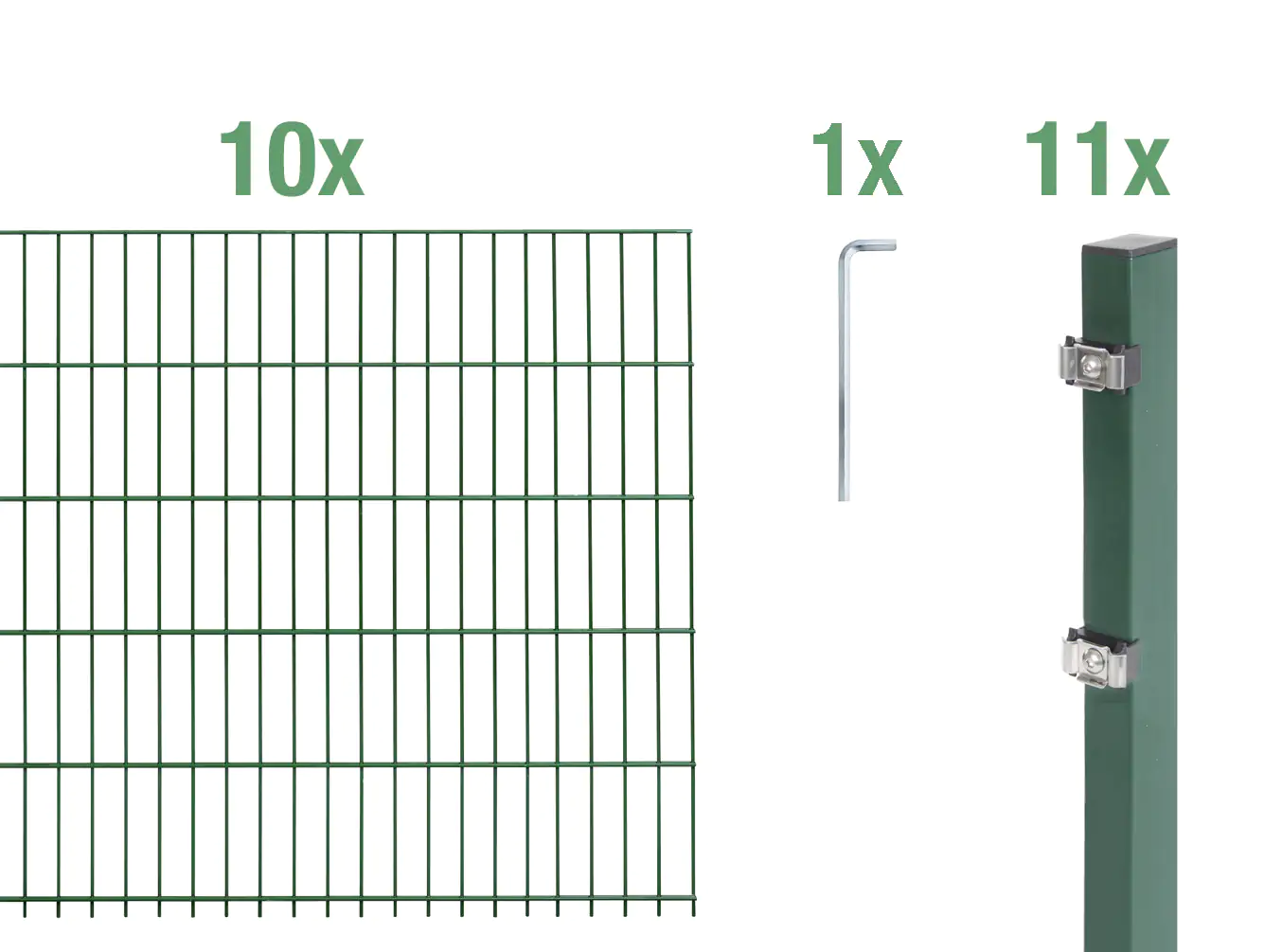 Alberts Doppelstabmatten-Grundset 20 m 200 x 100 cm 6/5/6 grün