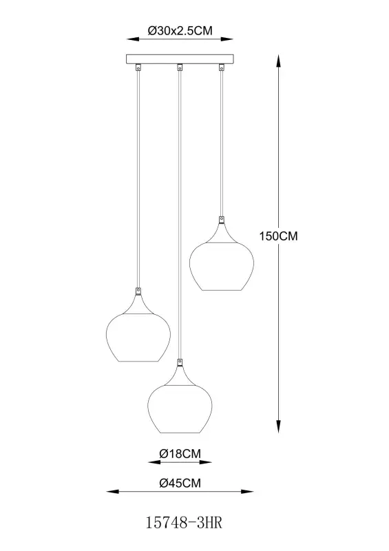 Globo Hängeleuchte Sander Ø 45 x 150 cm bunt matt