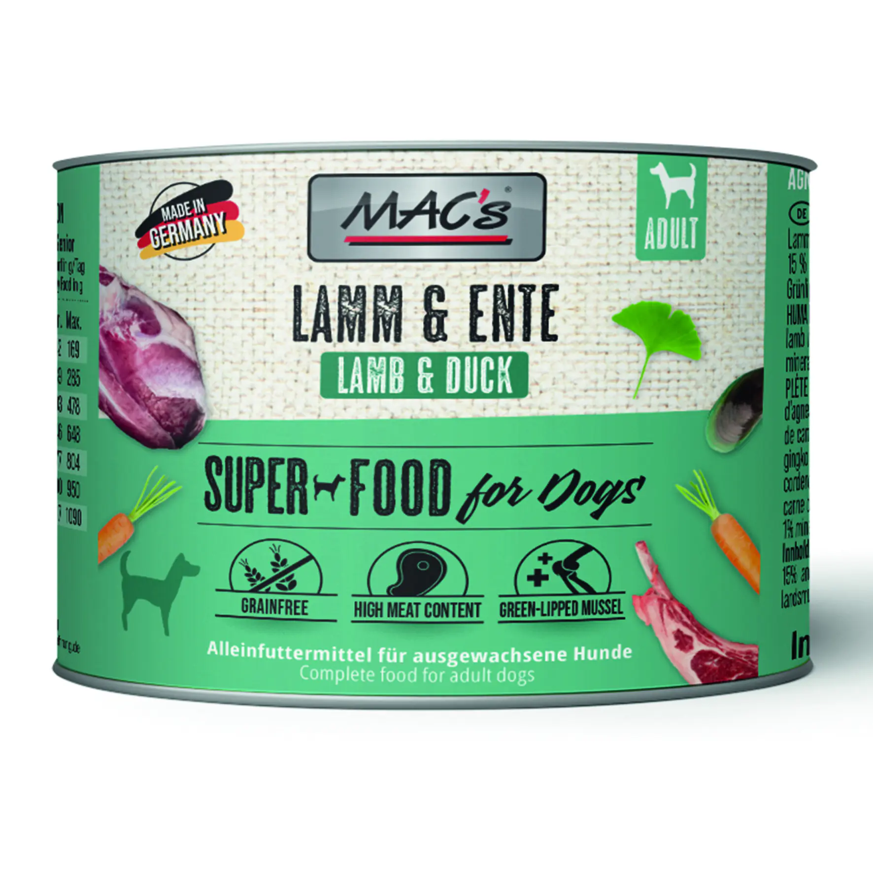 Macs Dog Hundenassfutter Adult getreidefrei 200 g Lamm & Ente