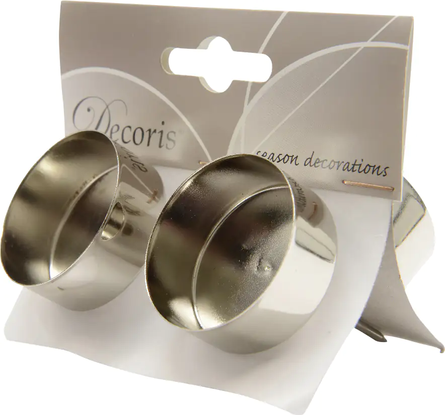 Kaemingk Metall-Teelicht mit Dorn silber 4,2 x 7,5 cm - 4 Stück