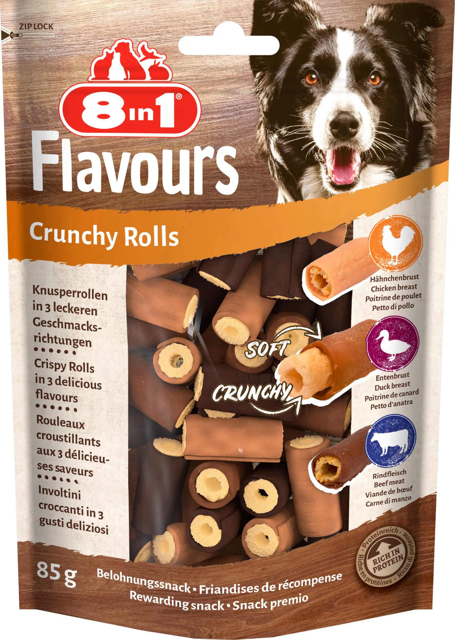 8in1 Hundeleckerli Crunchy Rolls 85 g