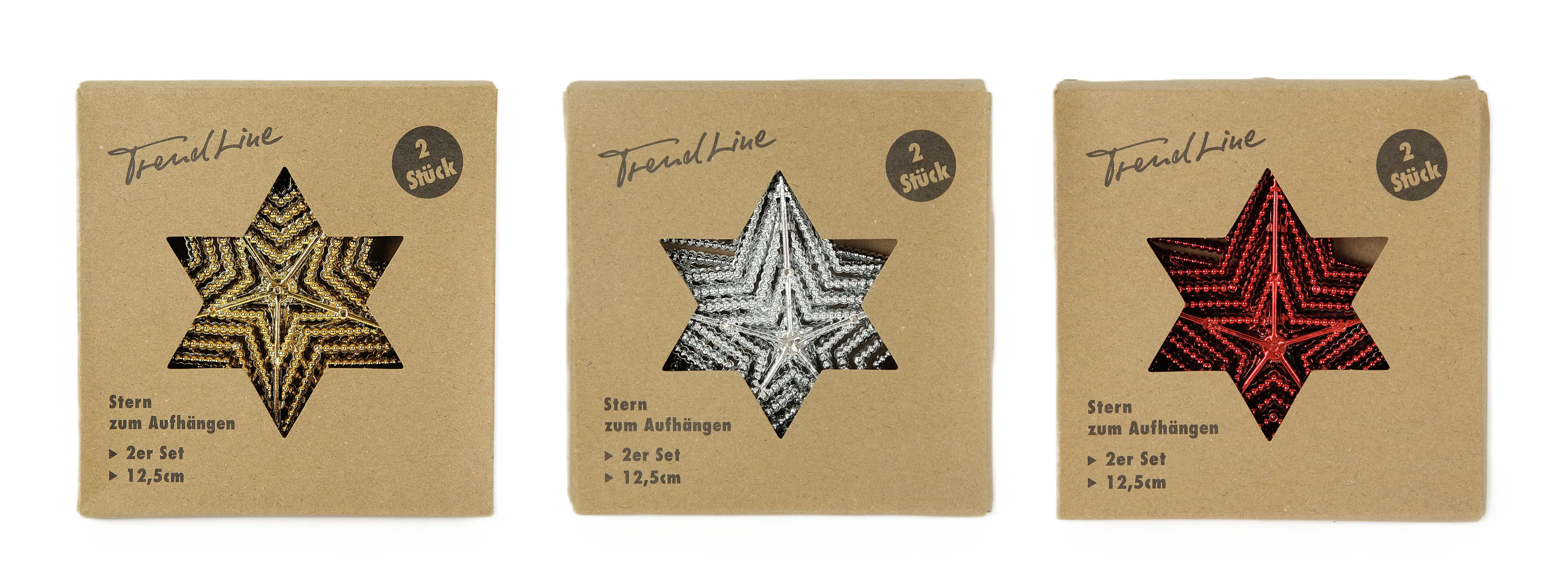 TrendLine Stern zum Hängen 2er Set, 12,5 cm