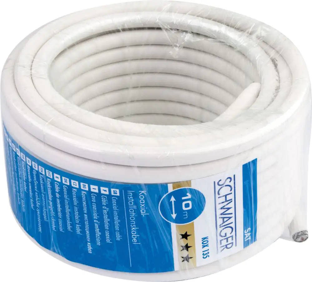 Schwaiger Koaxialkabel KOX13510 052 (135dB) weiß, 10,0m, 5-fach geschirmt, ohne F Stecker Schwaiger Koaxialkabel KOX13510 052 (135dB) weiß, 10,0m, 5-fach geschirmt, ohne F Stecker