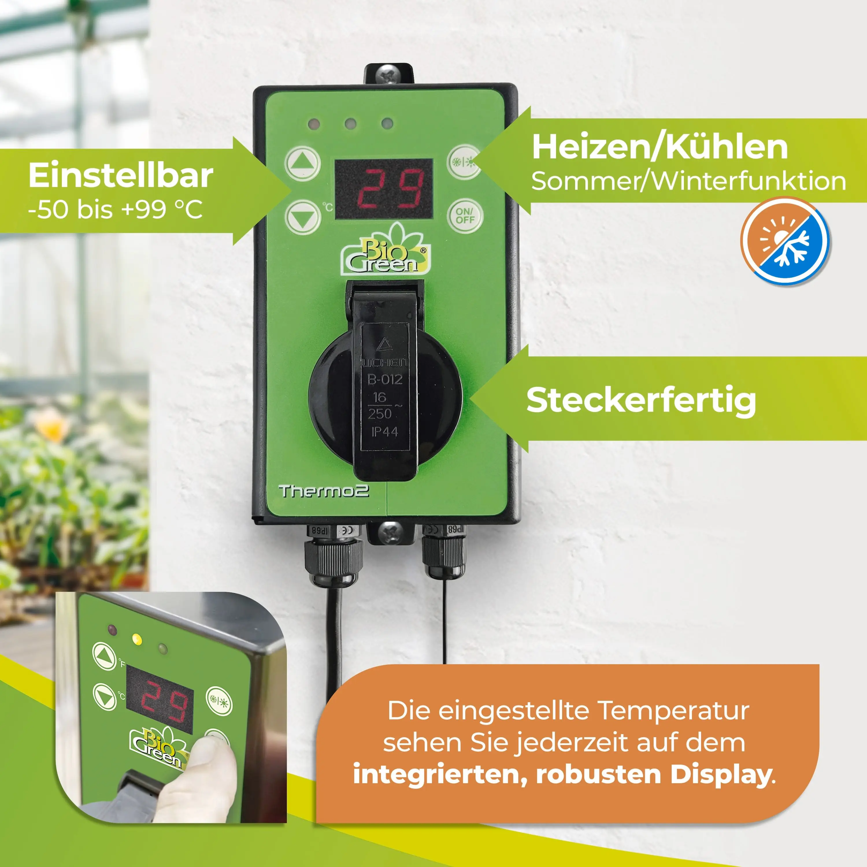 BioGreen Wärmeplatte als Anzuchtbooster für Pflanzen 40 x 65 cm 42 W inkl. Digital-Thermostat