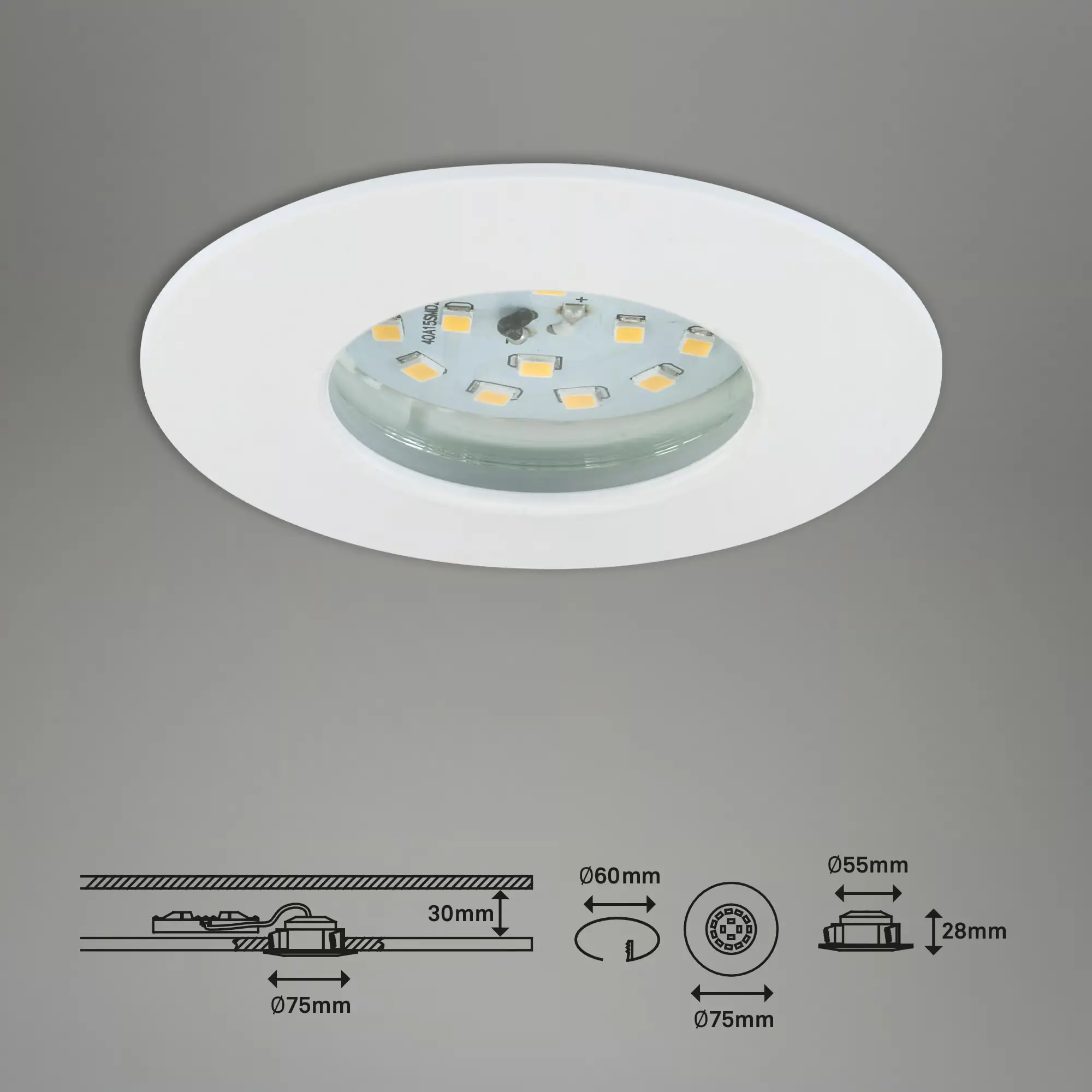 Briloner 3er Set LED Einbauleuchten Attach weiß Ø 7,5 cm dimmbar Briloner 3er Set LED Einbauleuchten Attach weiß Ø 7,5 cm dimmbar