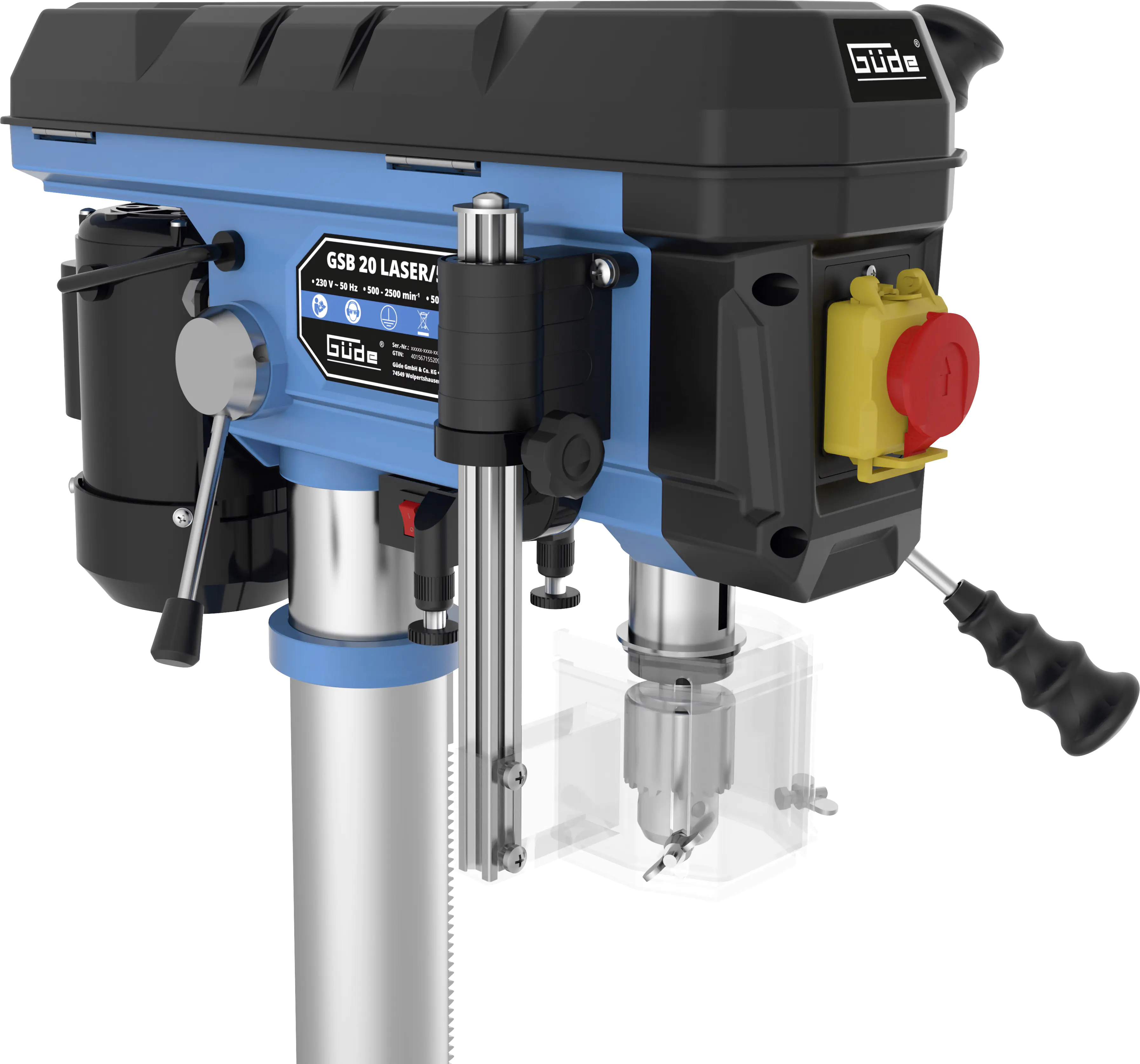 Güde Säulenbohrmaschine GSB 20 LASER 500 Watt 500 U/min 2600 U/min Güde Säulenbohrmaschine GSB 20 LASER 500 Watt 500 U/min 2600 U/min