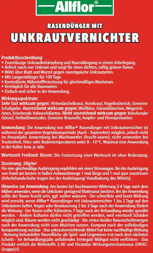 Allflor Rasendünger mit Unkrautvernichter 7,5 kg