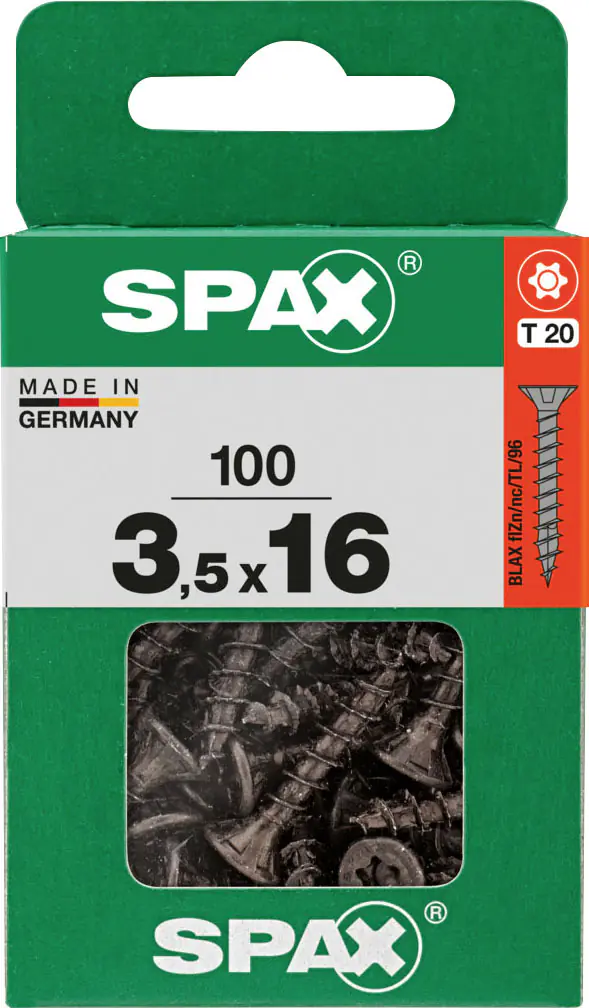 Spax Universalschrauben 3,5 x 16 mm T20 Vollgewinde - 100 Stk.  Spax Universalschrauben 3,5 x 16 mm T20 Vollgewinde - 100 Stk.
