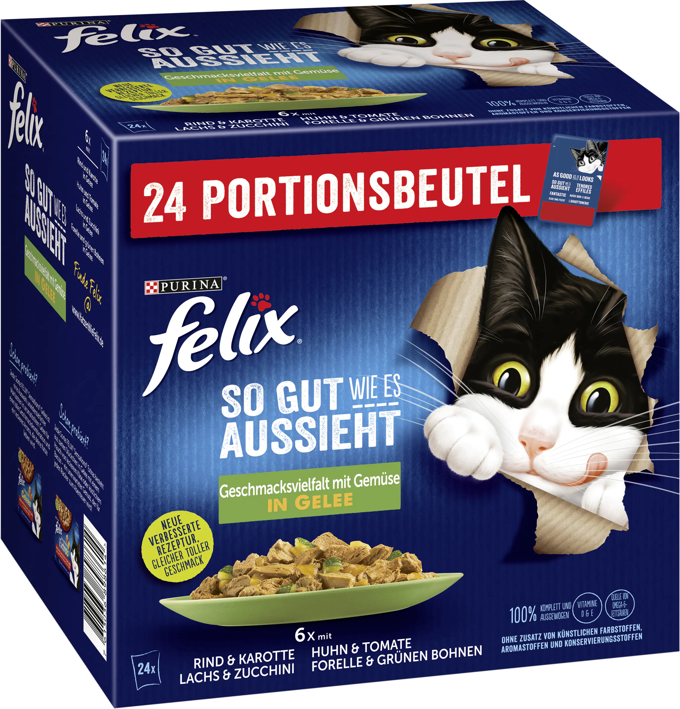 Felix Geschmacksvielfalt vom Land in Gelee mit Gemüse Katzenfutter 24 x 85g