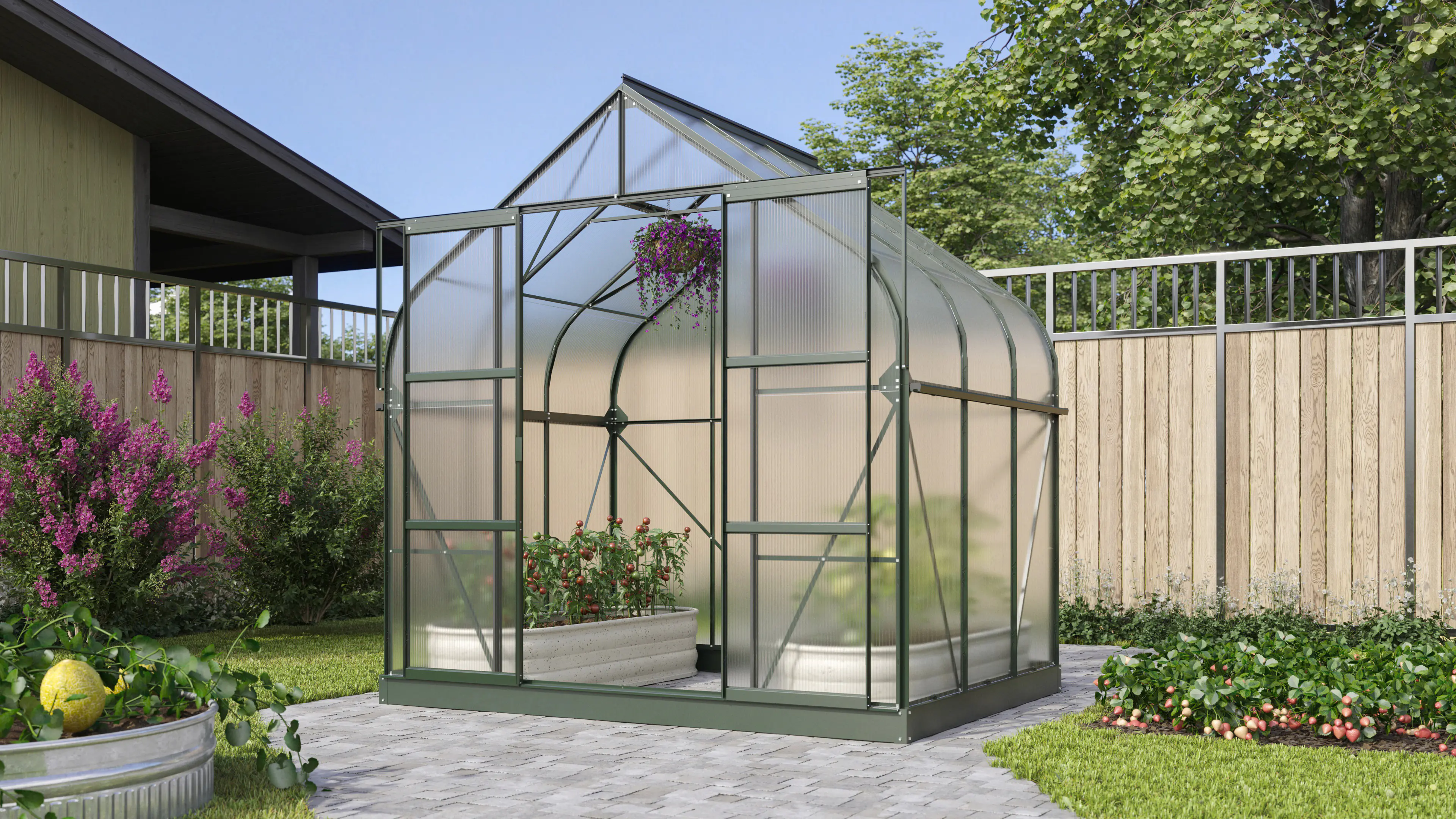 Vitavia Gewächshaus-Set-Set Dione 5000 HKP 4 mm smaragd 254 x 192 cm