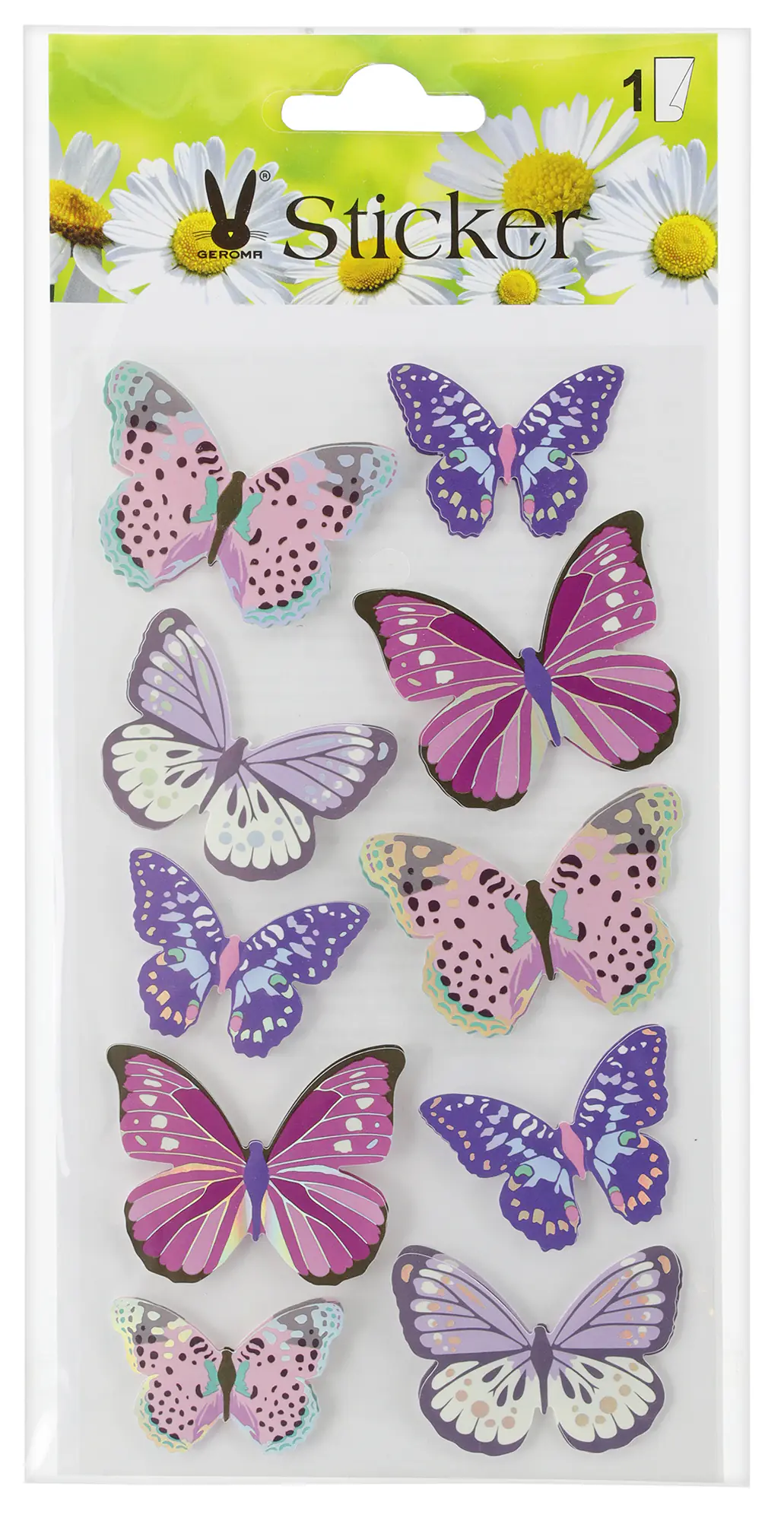 Sticker Schmetterlinge Laser versch. Größen lila metallic 10 Stück 