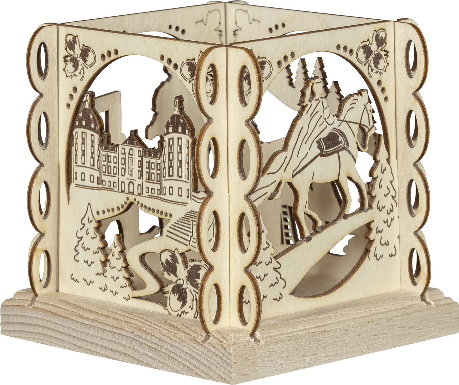 Saico Teelichthalter Drei Haselnüsse für Aschenbrödel für 1 Teelicht Holz 12 cm natur