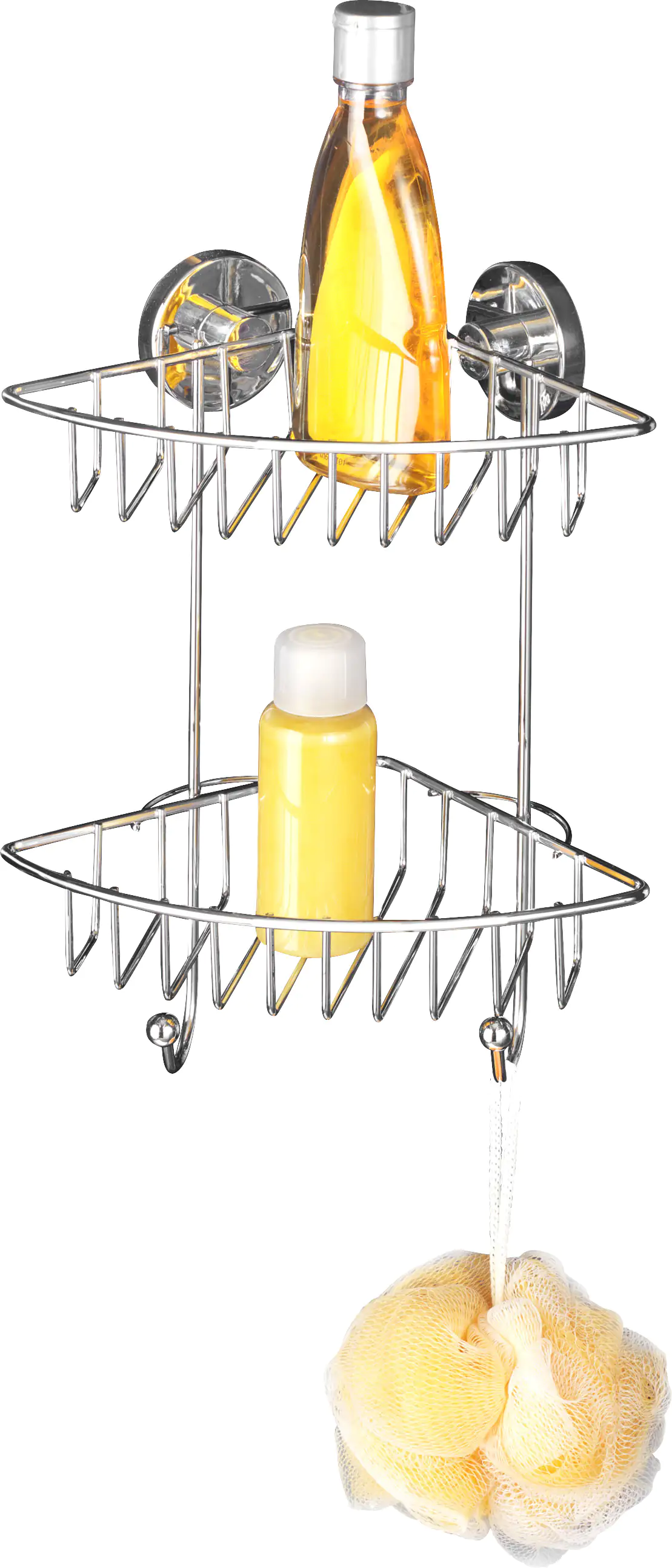 Wenko Eckduschkorb Vacuum-Loc Stahl, chrom, 2 Ablagen