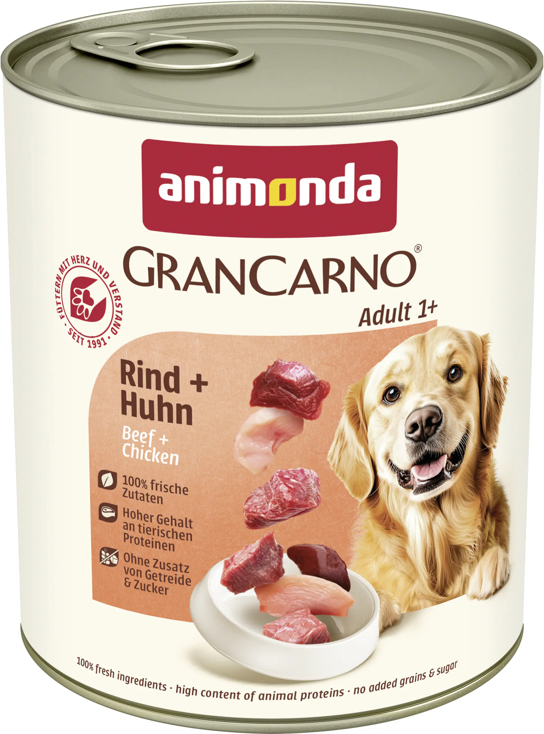 Animonda GranCarno Hundenassfutter Adult getreidefrei 800 g Rind & Huhn