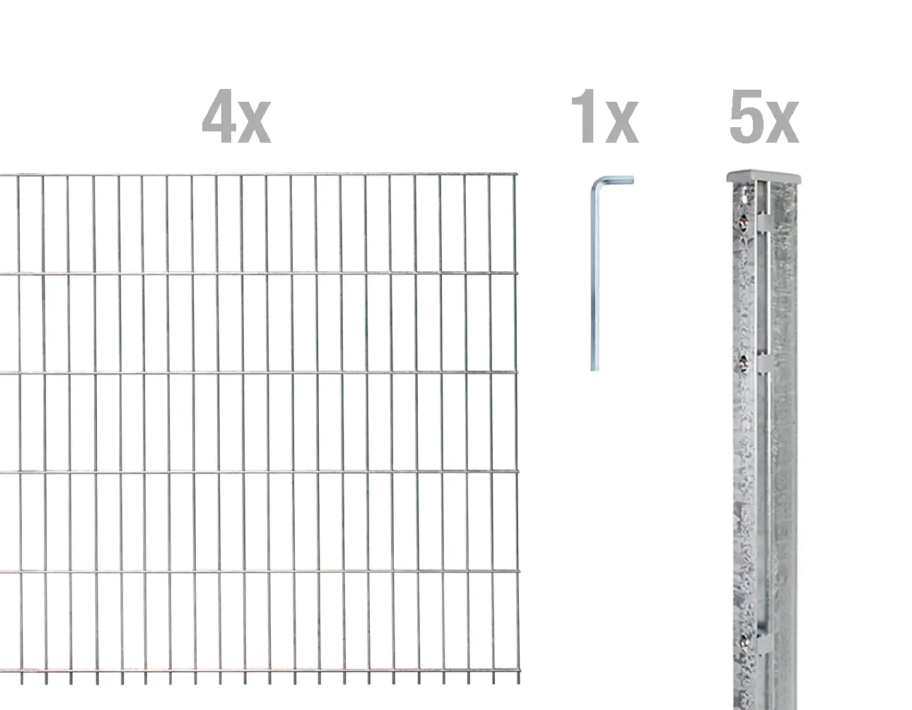 Alberts Doppelstabmatten-Grundset 10 m 250 x 103 cm 6/5/6 feuerverzinkt