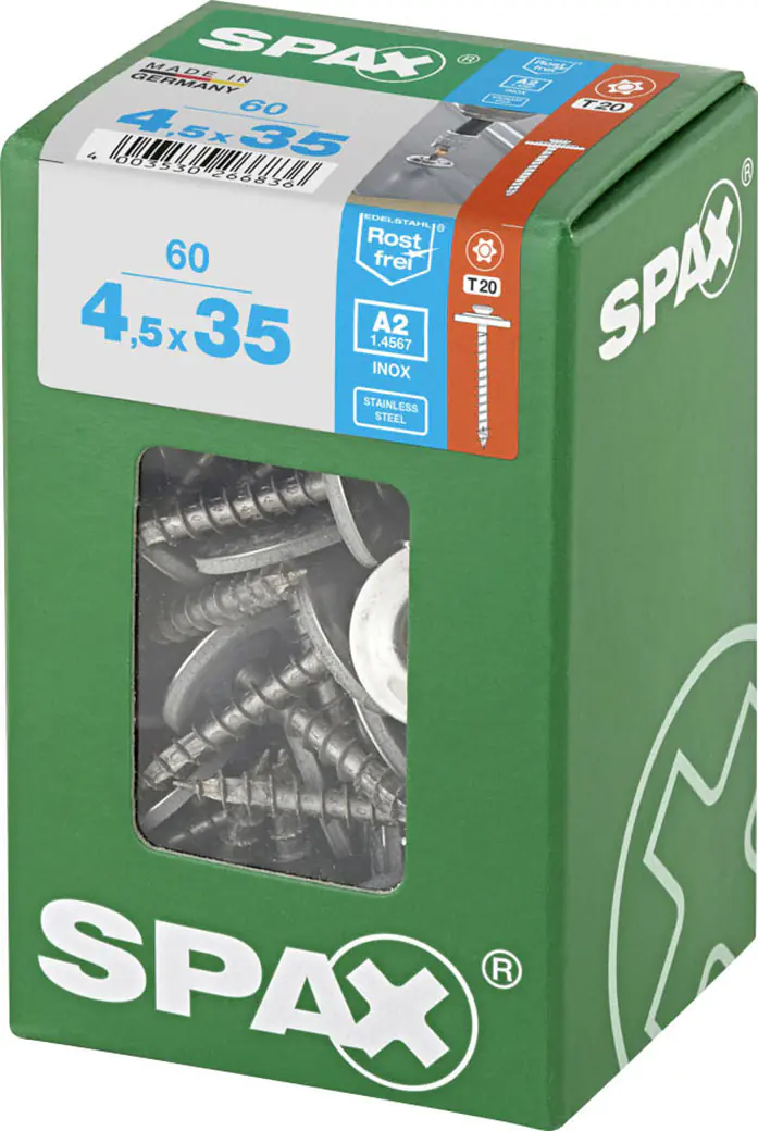Spax Spenglerschrauben 4,5 x 35 mm T20 Vollgewinde - 60 Stk. 
