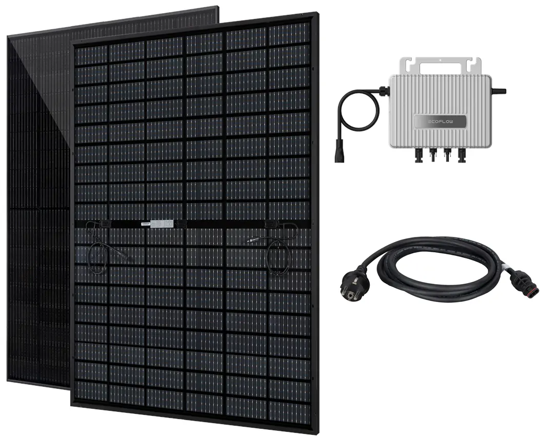 Vale Balkonkraftwerk 860 WP 2x430WP bifazial 800 W Ecoflow Wechselrichter Vale Balkonkraftwerk 860 WP 2x430WP bifazial 800 W Ecoflow Wechselrichter