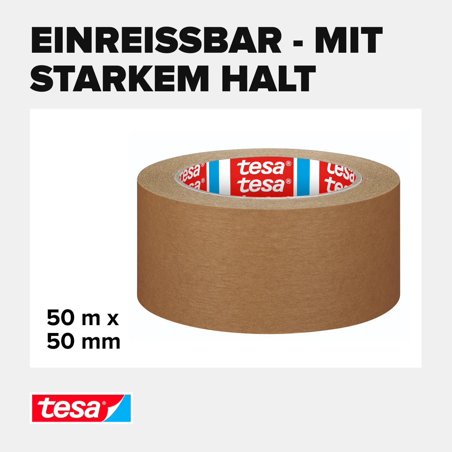 tesa Packband Paper 50 m x 50 mm, braun