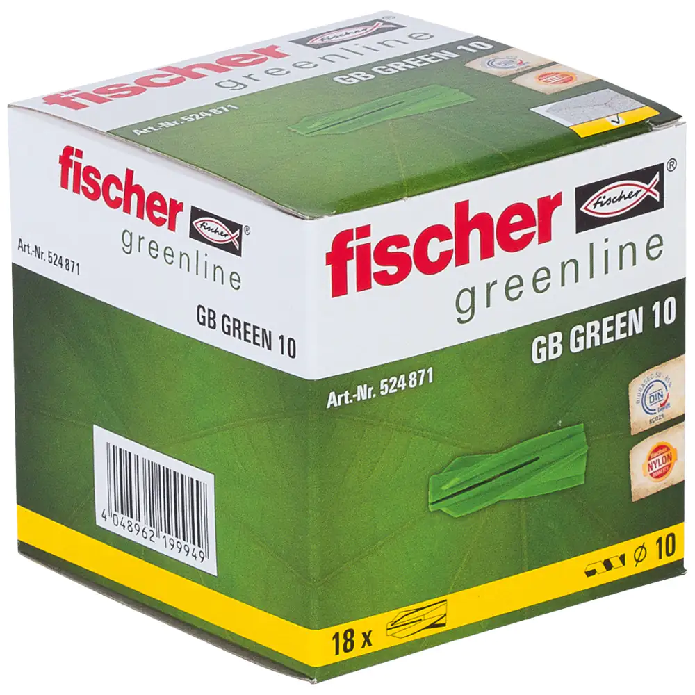 Fischer Gasbetondübel GB green 10.0 x 55 mm - 18 Stück Fischer Gasbetondübel GB green 10.0 x 55 mm - 18 Stück