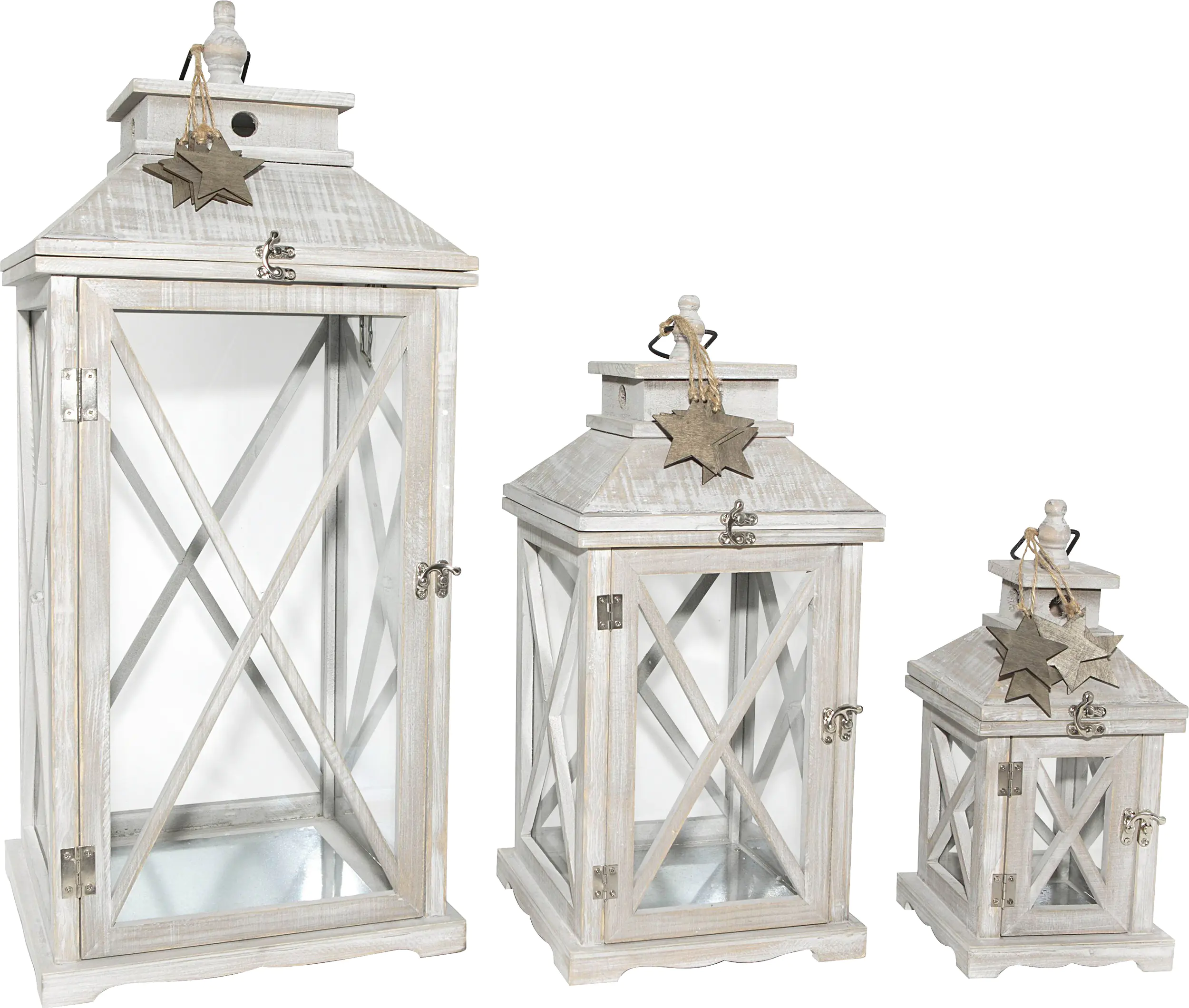 TrendLine Holzlaterne, 32 x 15 x 15 cm grau