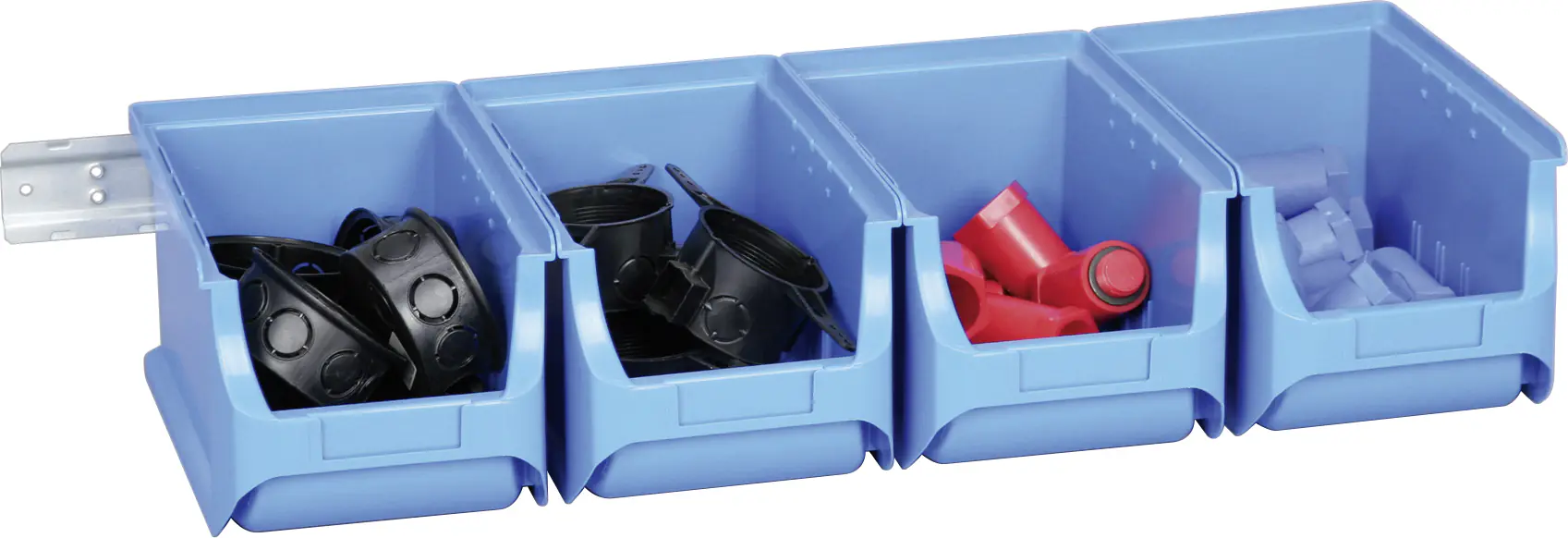 Allit Sichtboxen-Set ProfiPlus Set 3/5 blau mit Metallschiene 12 l Allit Sichtboxen-Set ProfiPlus Set 3/5 blau mit Metallschiene 12 l