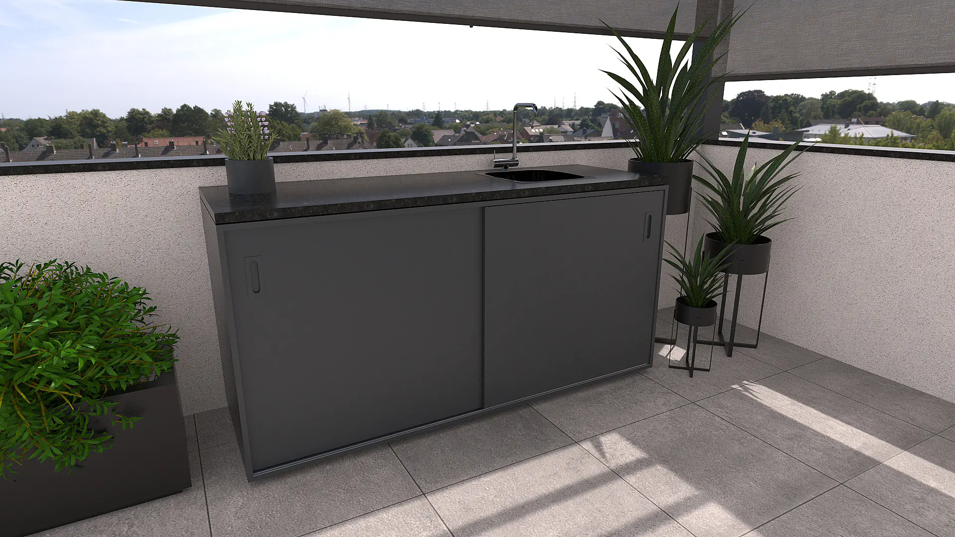 Bellano Living Element für Outdoorküchen inkl. Spüle rechts und 2 Türen anthrazit granit Bellano Living Element für Outdoorküchen inkl. Spüle rechts und 2 Türen anthrazit granit