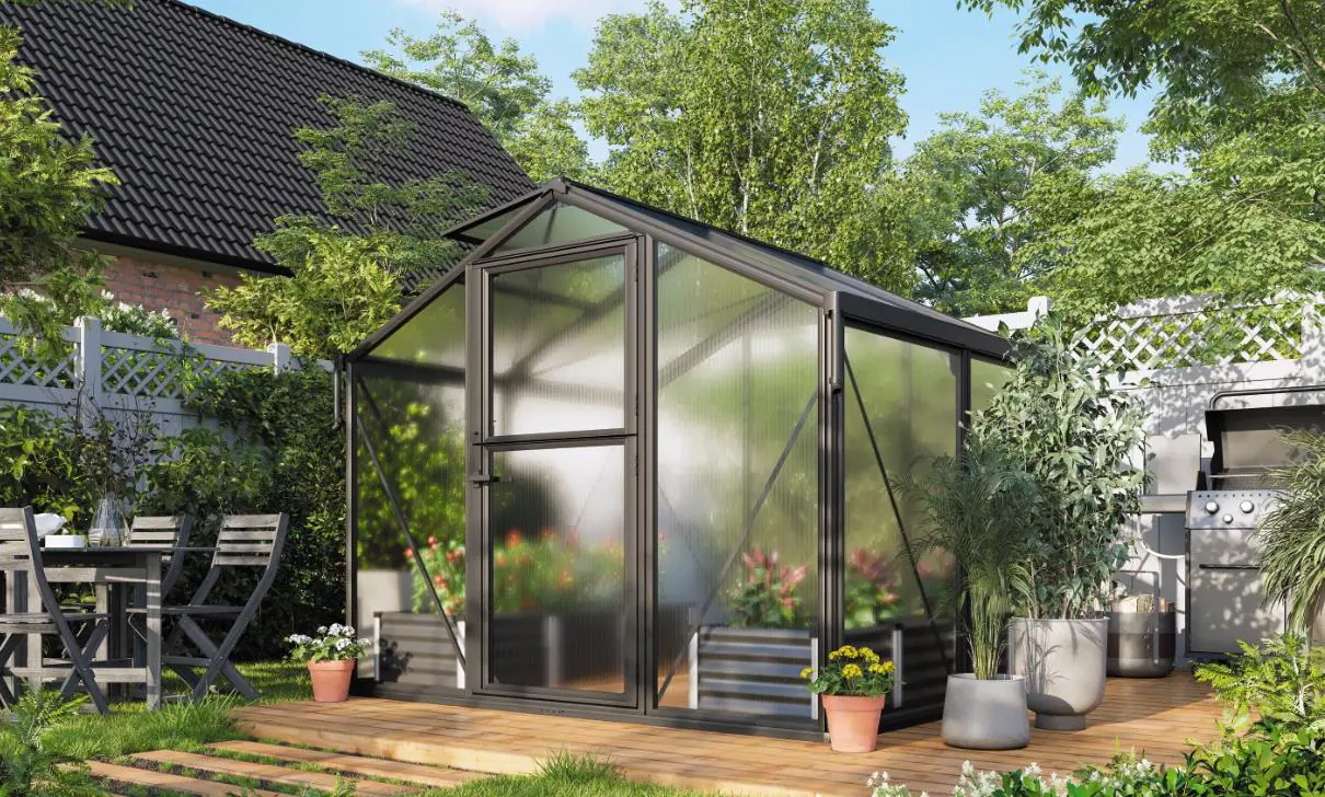 Gewächshaus Deimos 5800 260 x 224 cm schwarz HKP 10 mm