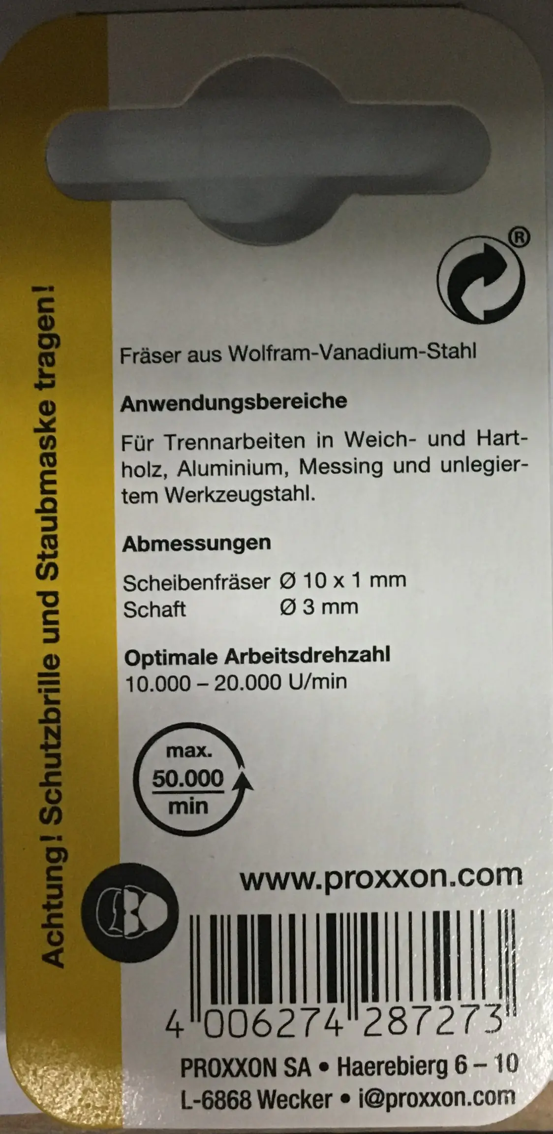 Proxxon Micromot Scheibenfräser 10,0 mm 2 Stück Proxxon Micromot Scheibenfräser 10,0 mm 2 Stück