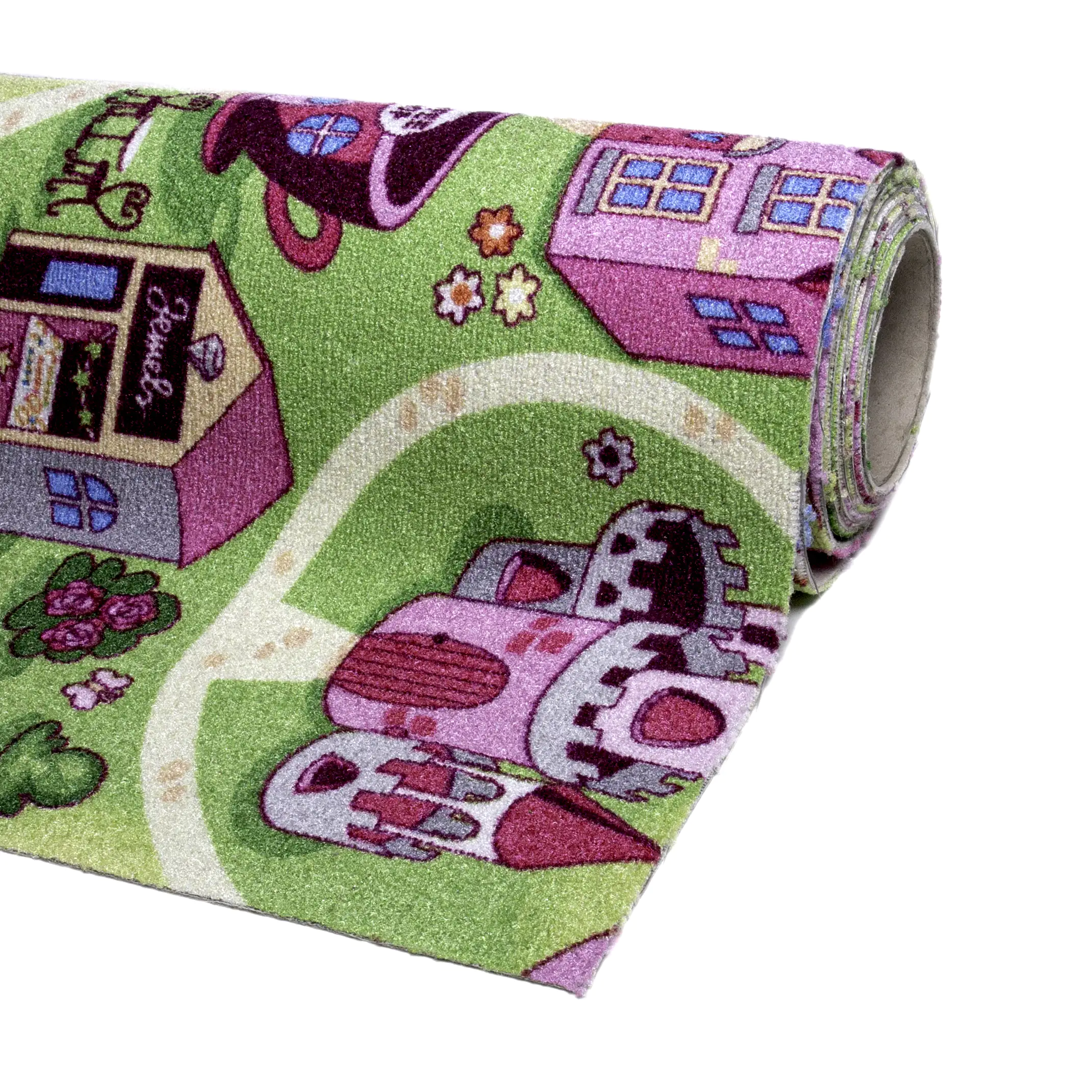 Andiamo Kinderteppich Straßenteppich Sweet Town nach Maß pink 4 m breit