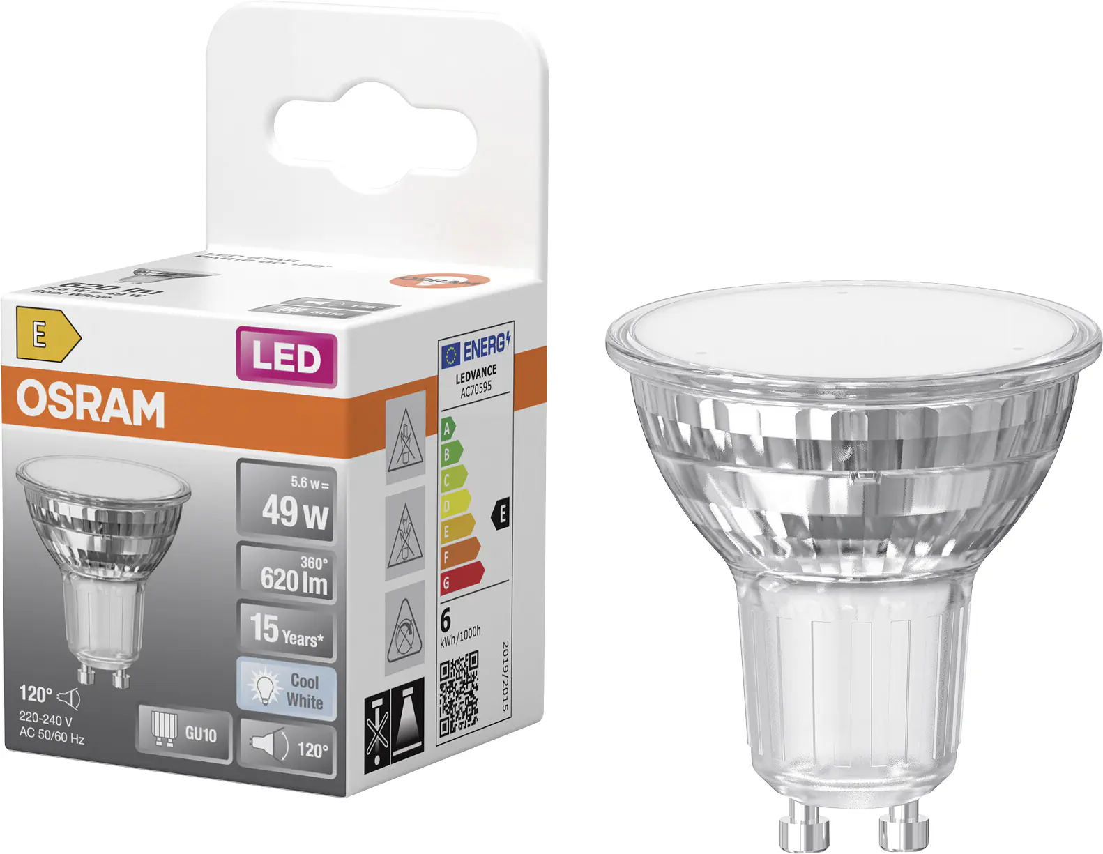 Osram LED Leuchtmittel GU10 Star PAR16 120° 5,6W kaltweiß