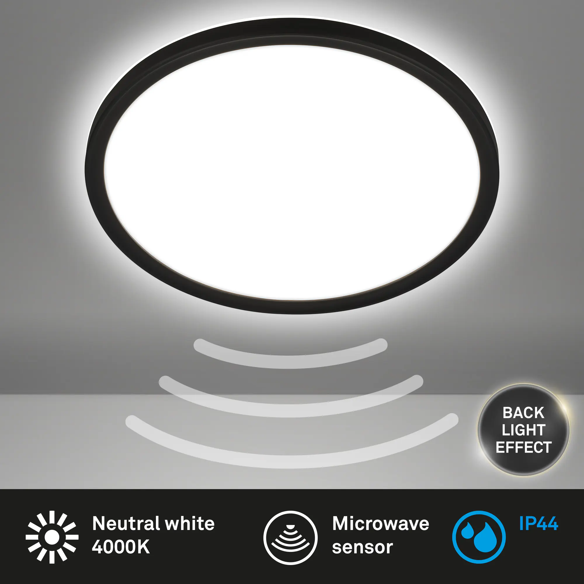 Briloner LED Deckenlampe Move 18W Ø 29 cm schwarz Bewegungssensor neutralweiß Briloner LED Deckenlampe Move 18W Ø 29 cm schwarz Bewegungssensor neutralweiß