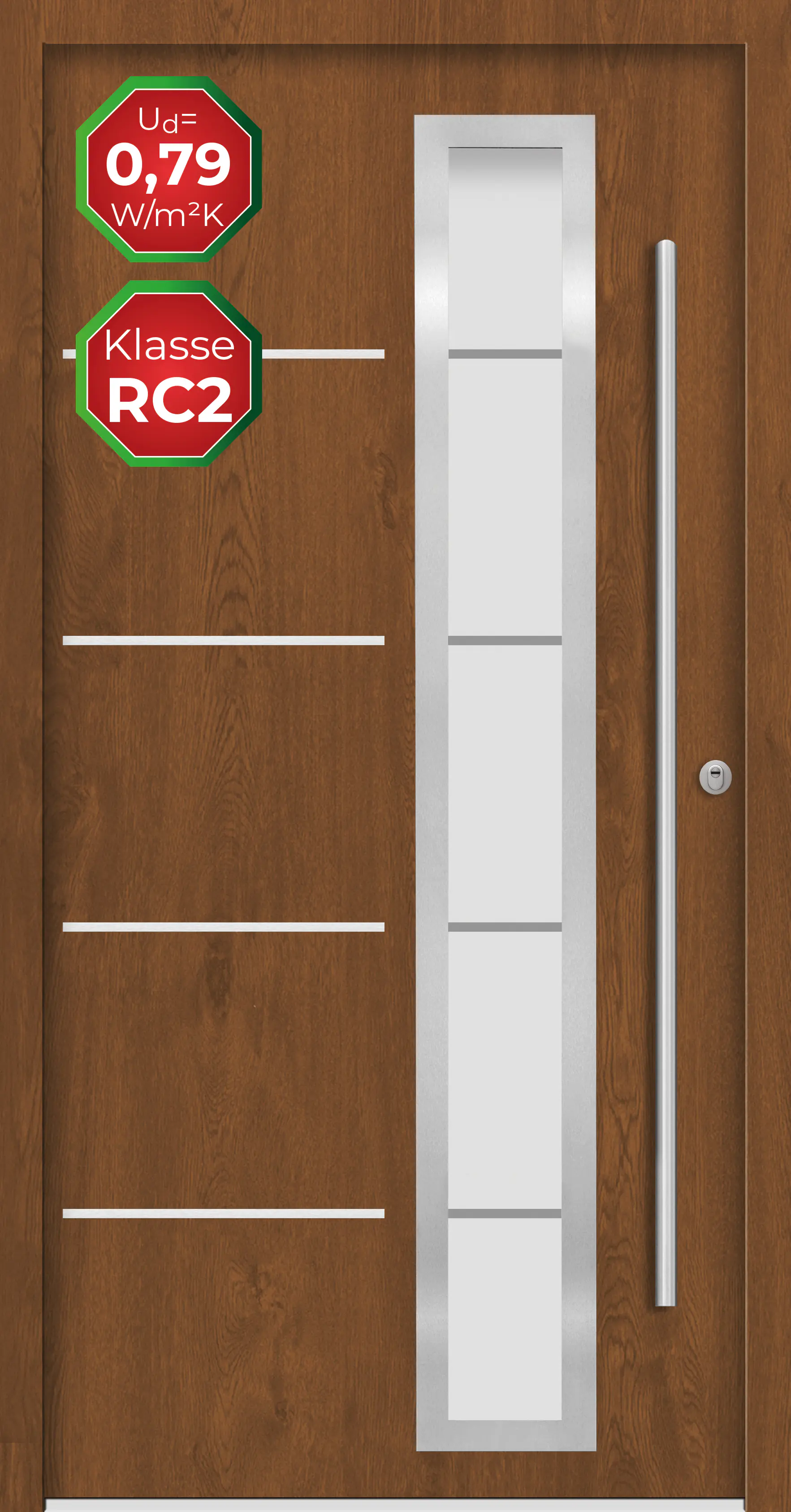 Splendoor Haustür Passivedoor Premium B06 RC2 Golden Oak DIN Rechts 100 x 210 cm