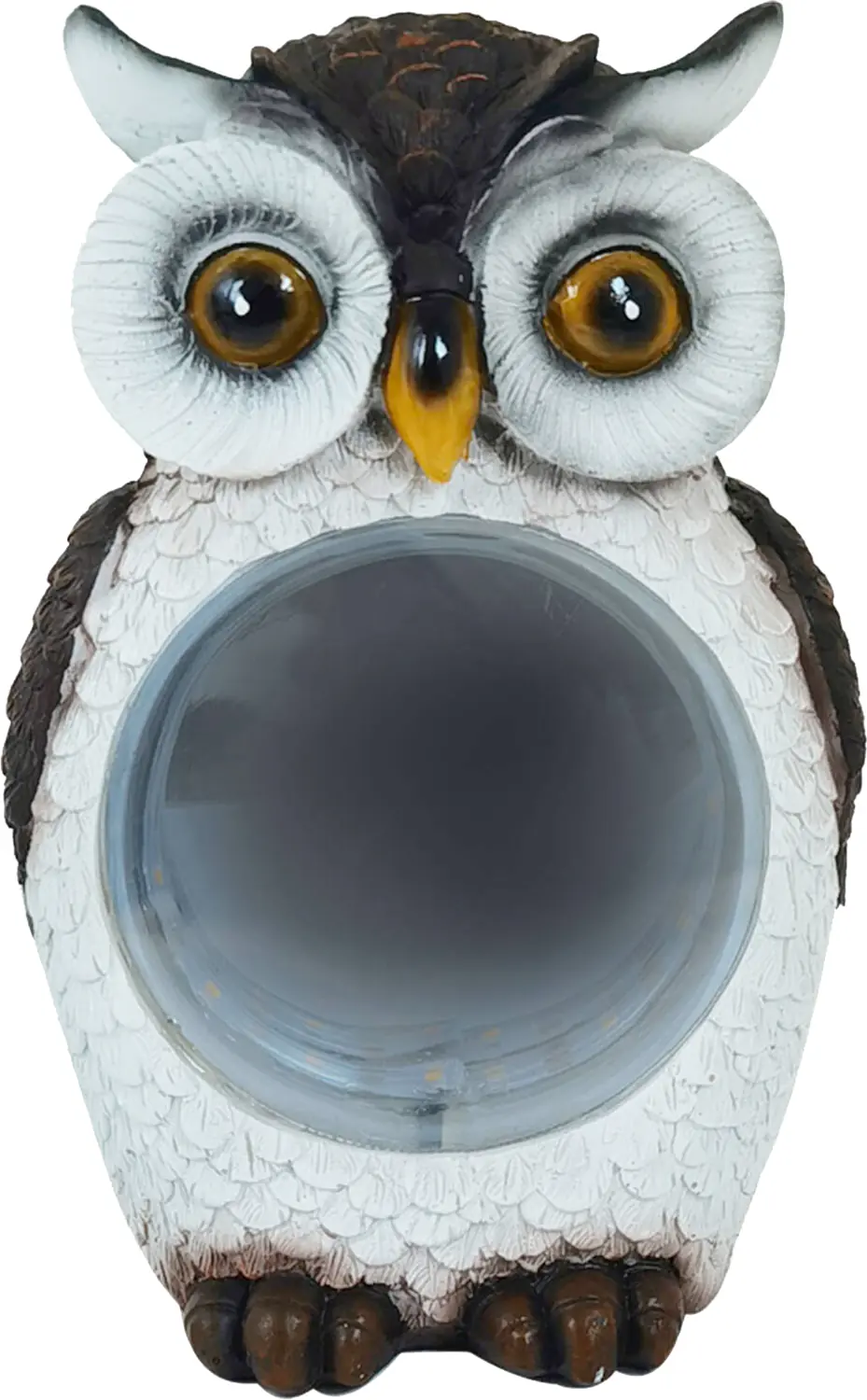 LED Solarleuchte Eule mit Dämmerungssensor grau-weiß