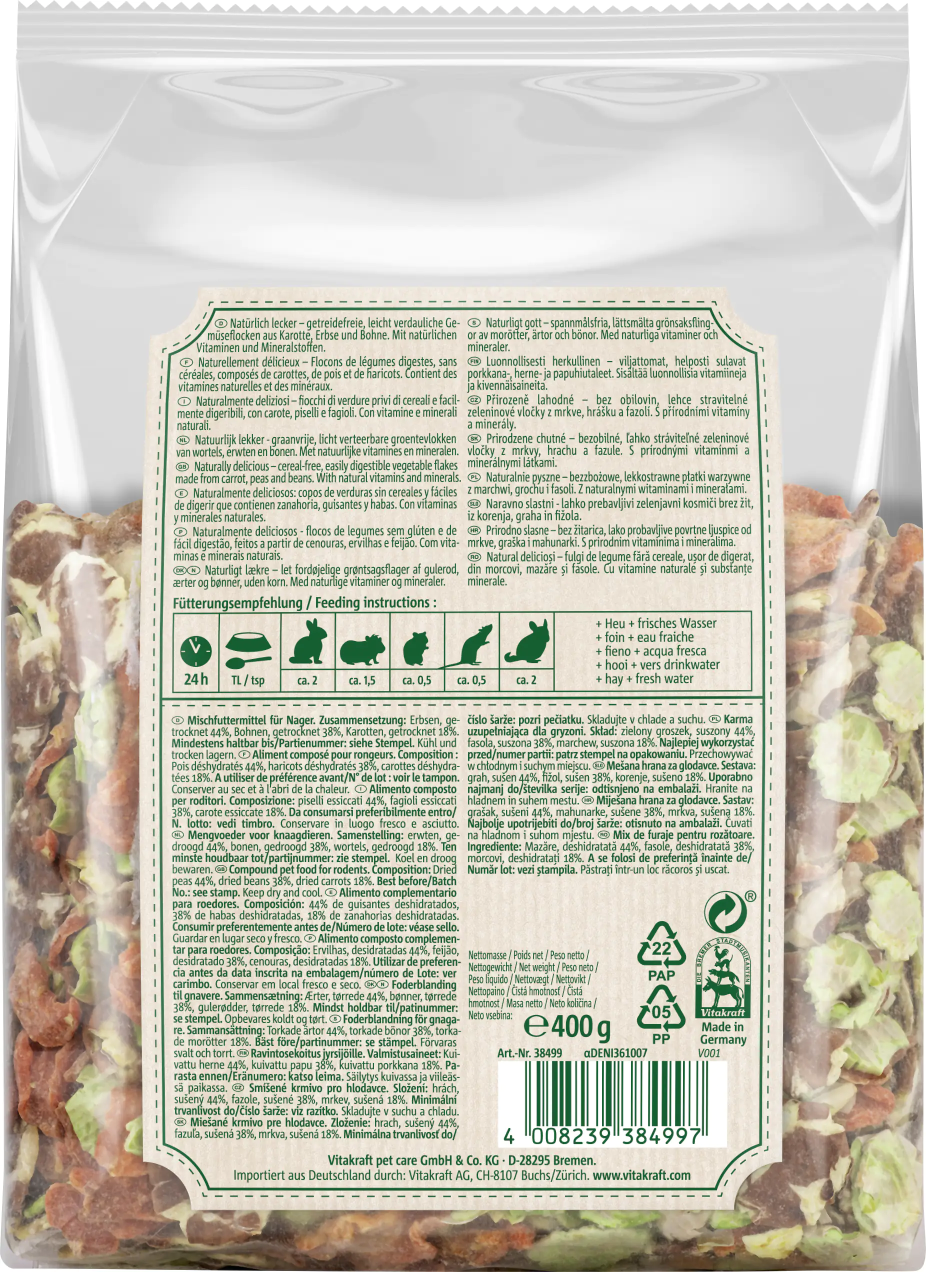 Vitakraft VitaVerde® Nature Flakes Gemüse 400 g Vitakraft VitaVerde® Nature Flakes Gemüse 400 g