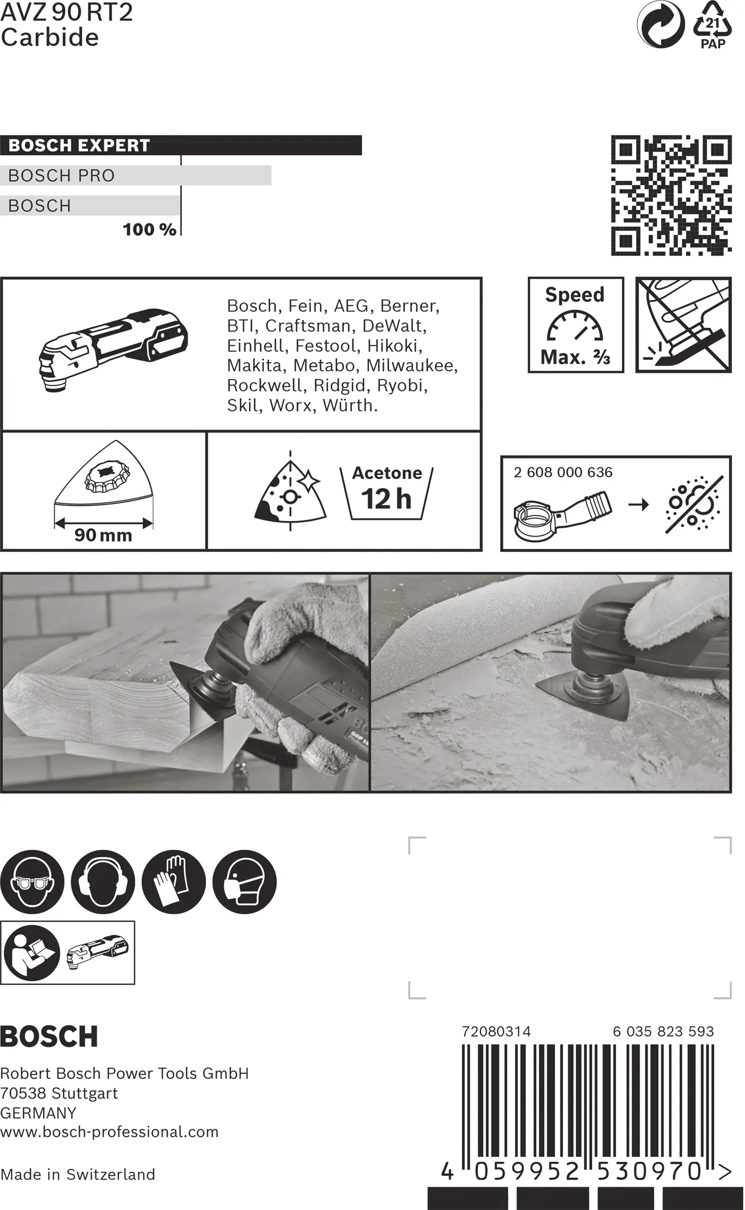 Bosch Expert Schleifplatte AVZ 90 RT2 für Multifunktionswerkzeuge 90 mm