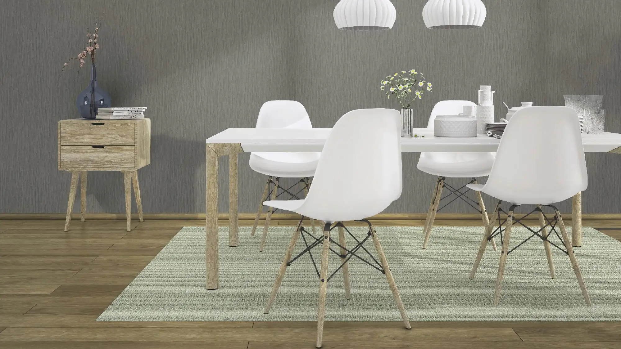 Rasch Vliestapete 570137 Trianon XIII textilstruktur grau, 10,05 x 0,53 m