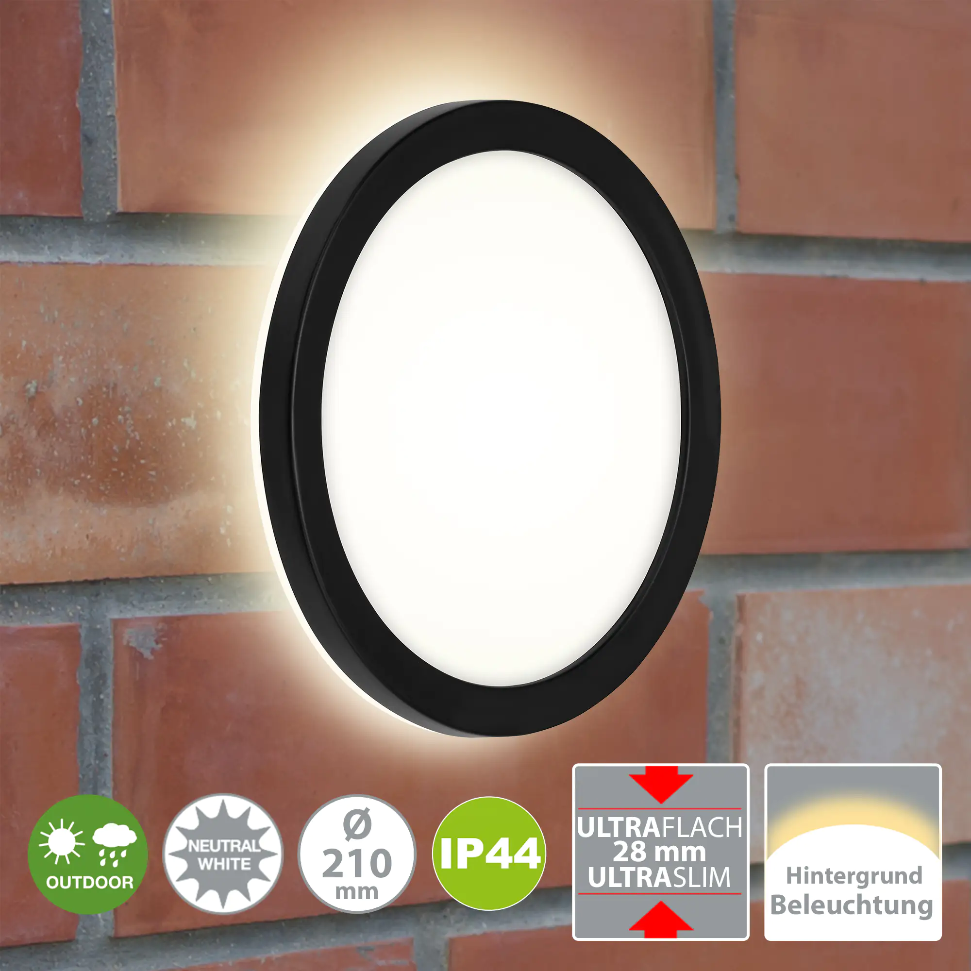 Di-Ka LED Außen-Deckenleuchte Frankfurt 8 W 21 cm Backlight Di-Ka LED Außen-Deckenleuchte Frankfurt 8 W 21 cm Backlight
