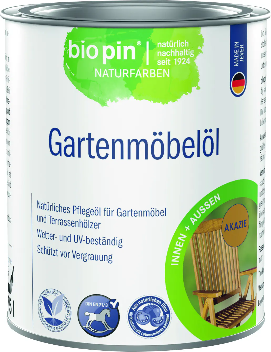 Biopin Naturfarben Gartenmöbelöl 750 ml akazie