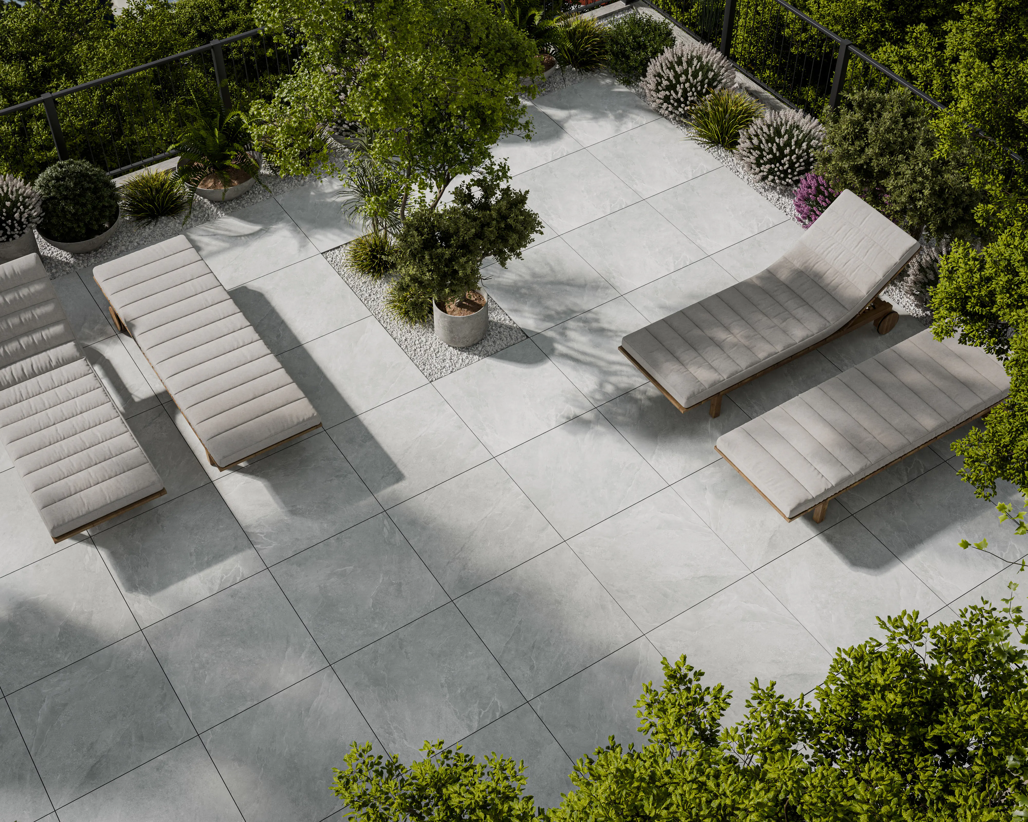 Terrassenplatte Feinsteinzeug Ash 80 x 80 cm silber matt