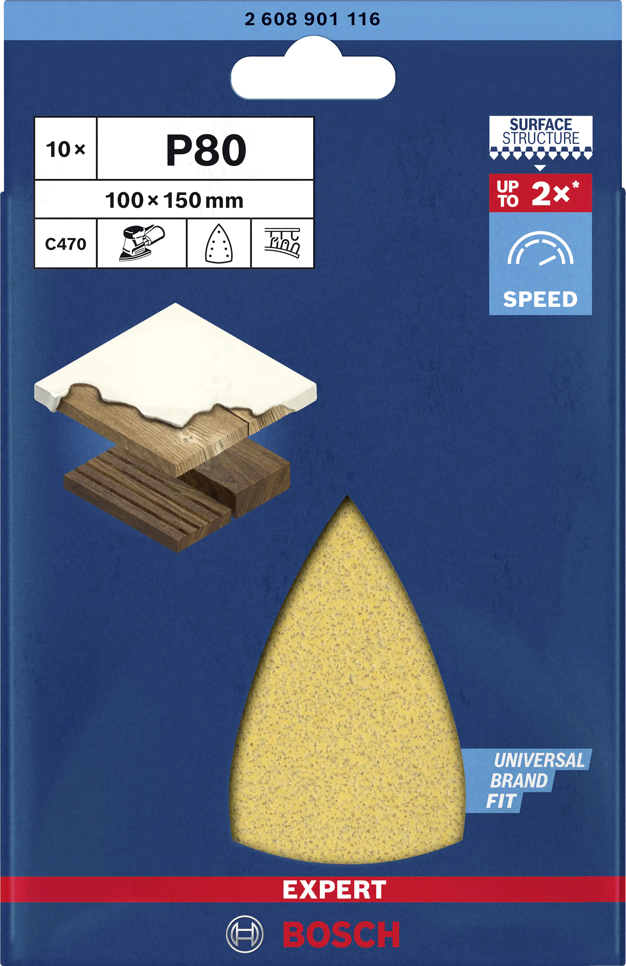 Bosch Expert Schleifpapier C470 100 x 150 mm G 80 10 Stück