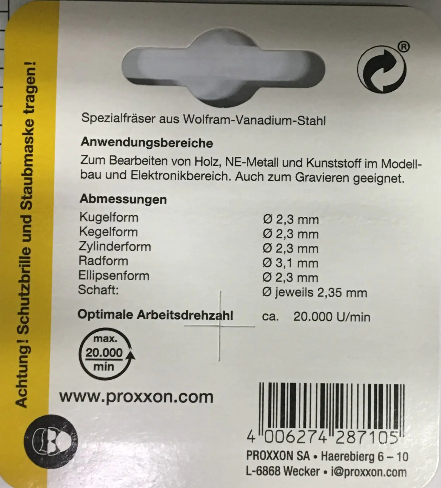 Proxxon Micromot Feinfräsersatz 5-teilig